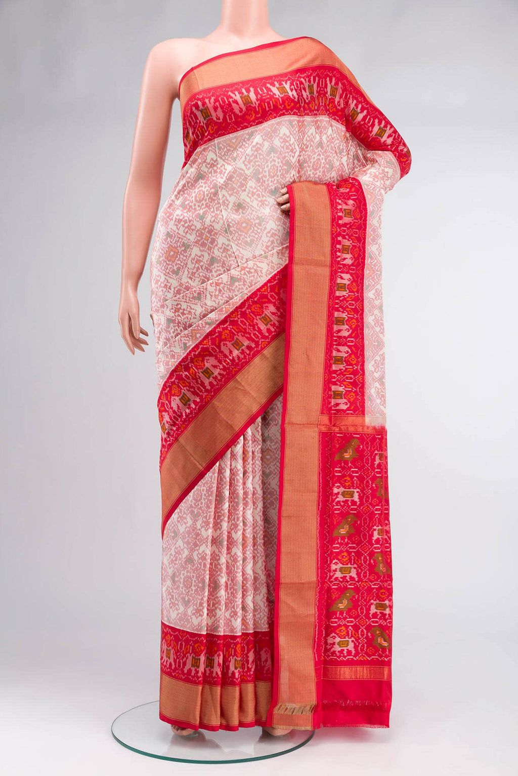 Cream Pochampally Silk Saree
