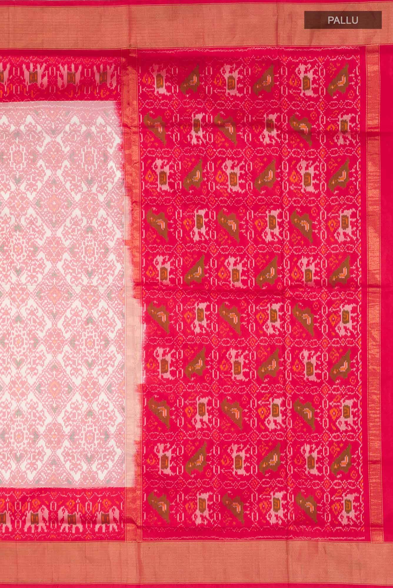 Cream Pochampally Silk Saree