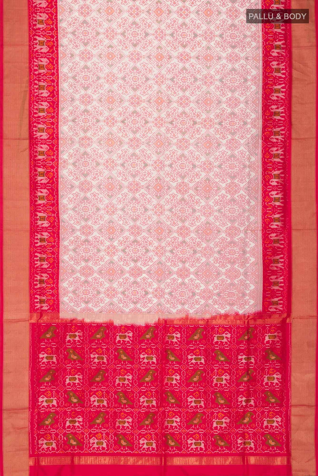 Cream Pochampally Silk Saree