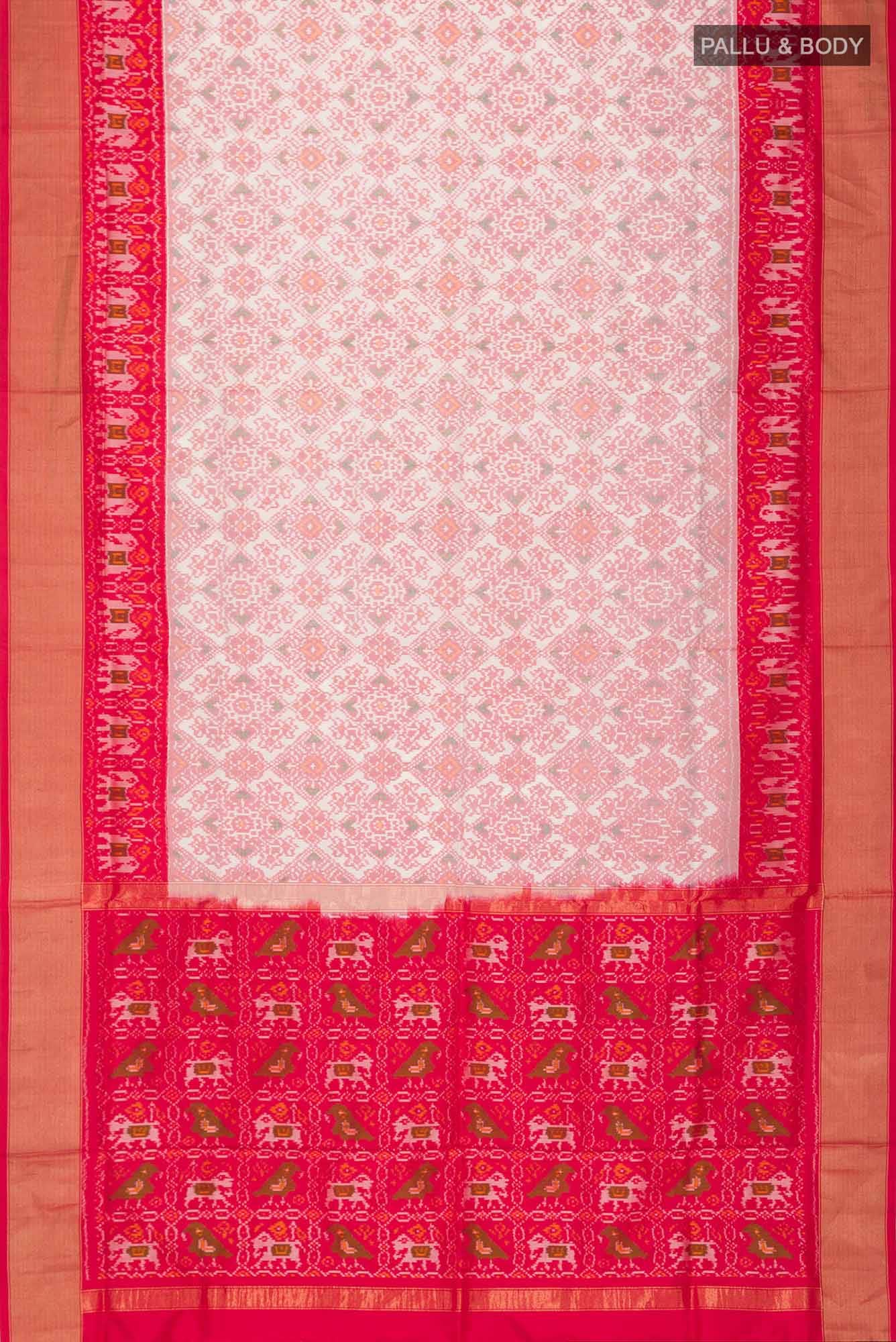 Cream Pochampally Silk Saree