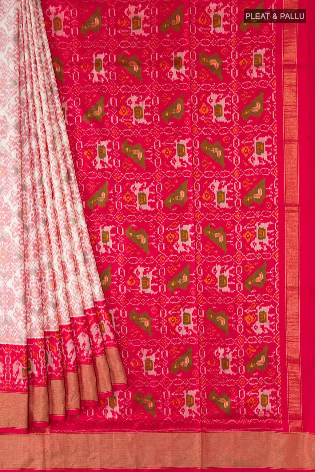 Cream Pochampally Silk Saree