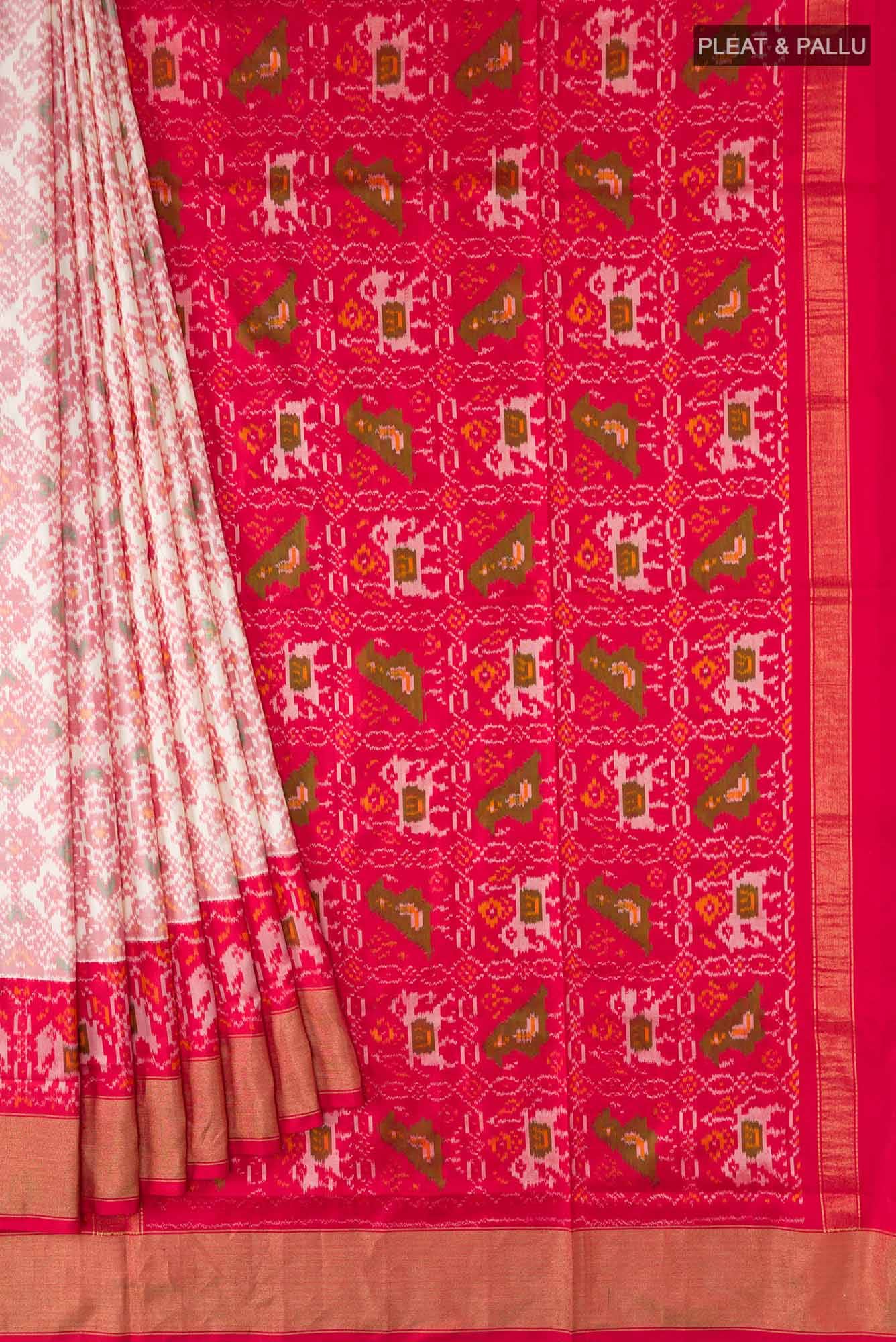 Cream Pochampally Silk Saree