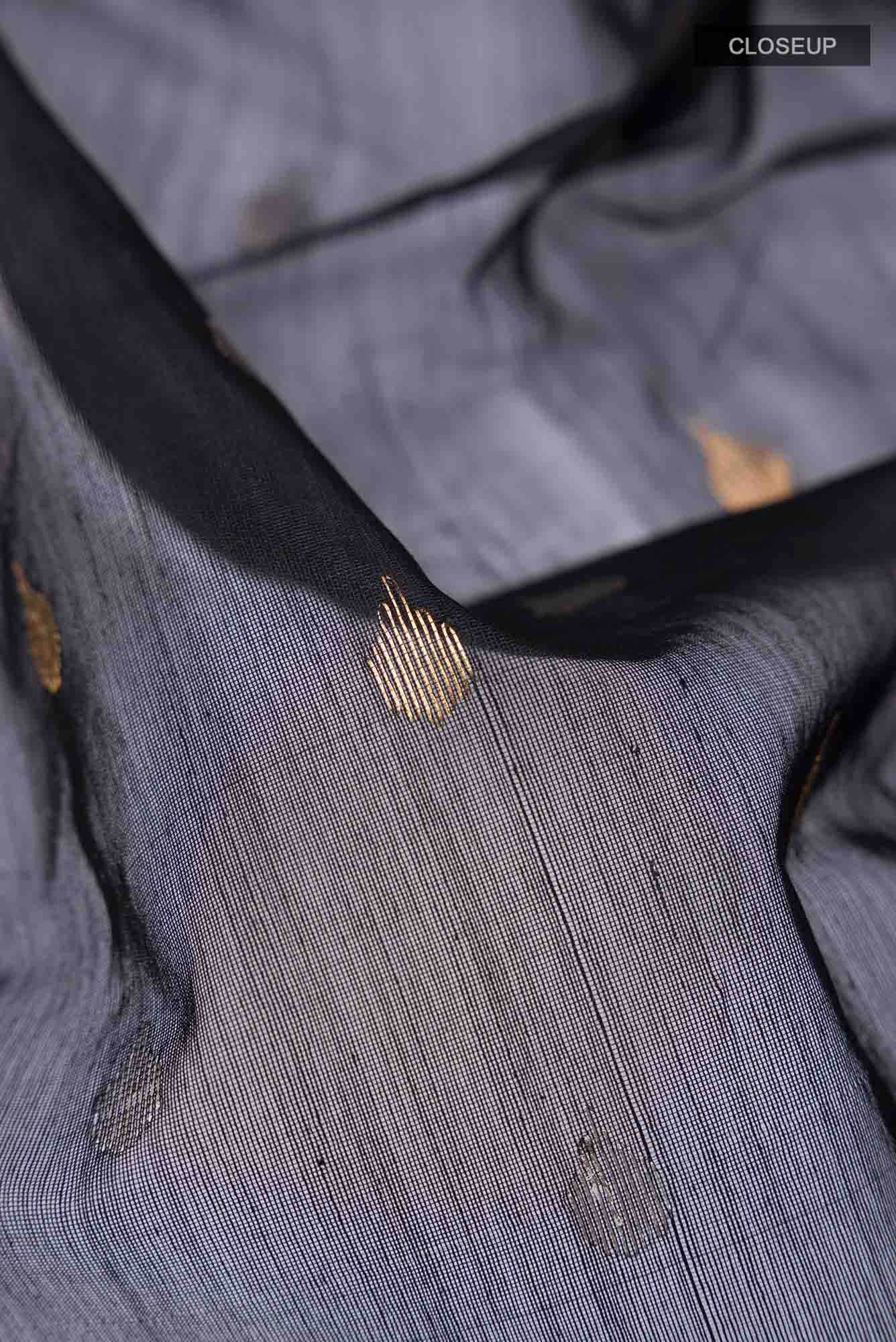 Black Chanderi Silk Cotton Saree