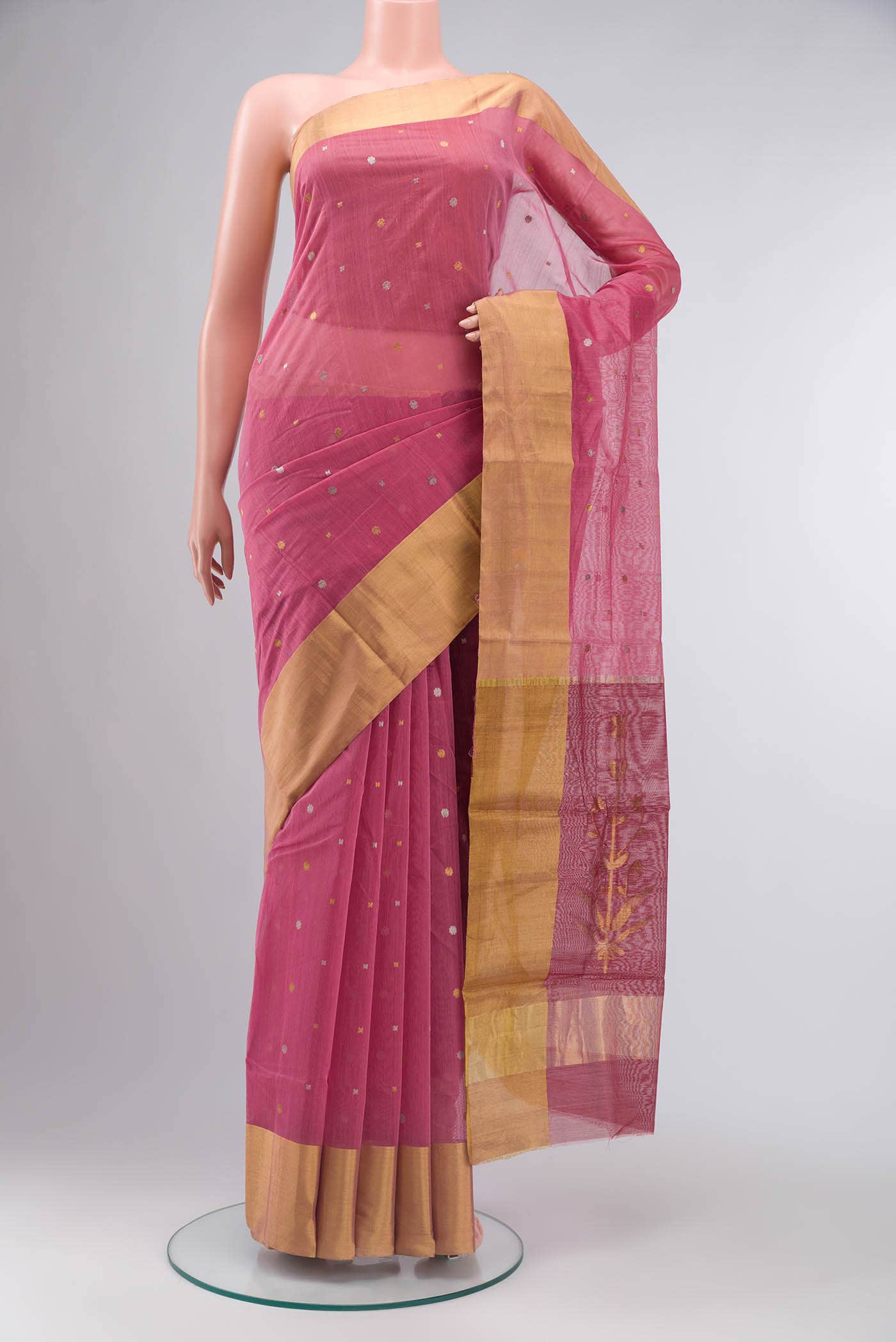 Pink Chanderi Silk Cotton Saree
