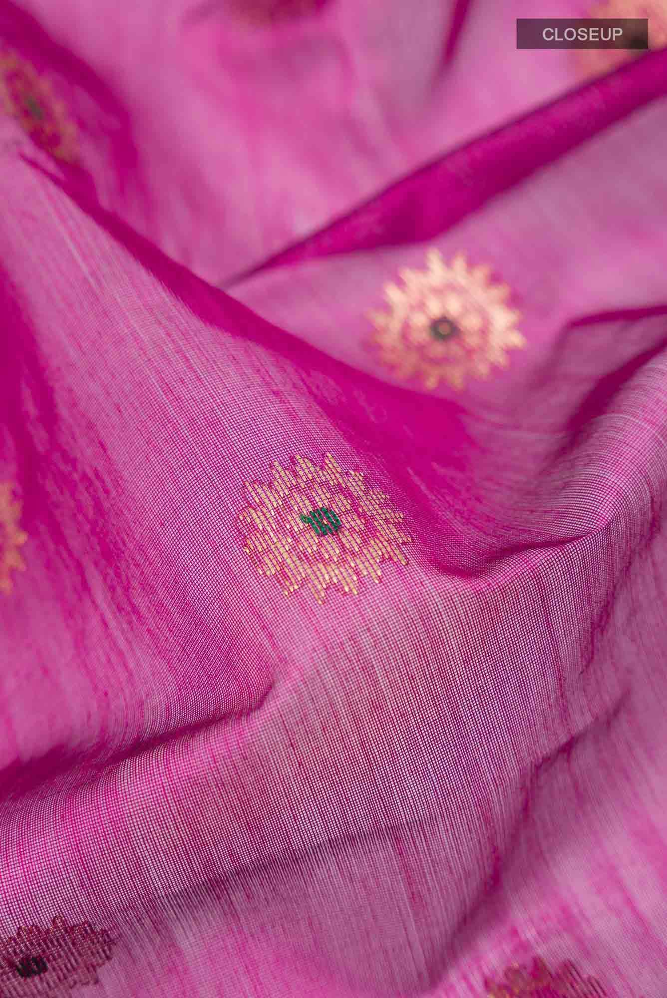 Magenta Chanderi Silk Cotton Saree