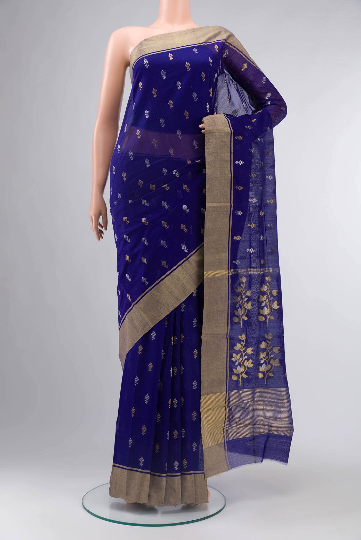 Blue Chanderi Silk Cotton Saree