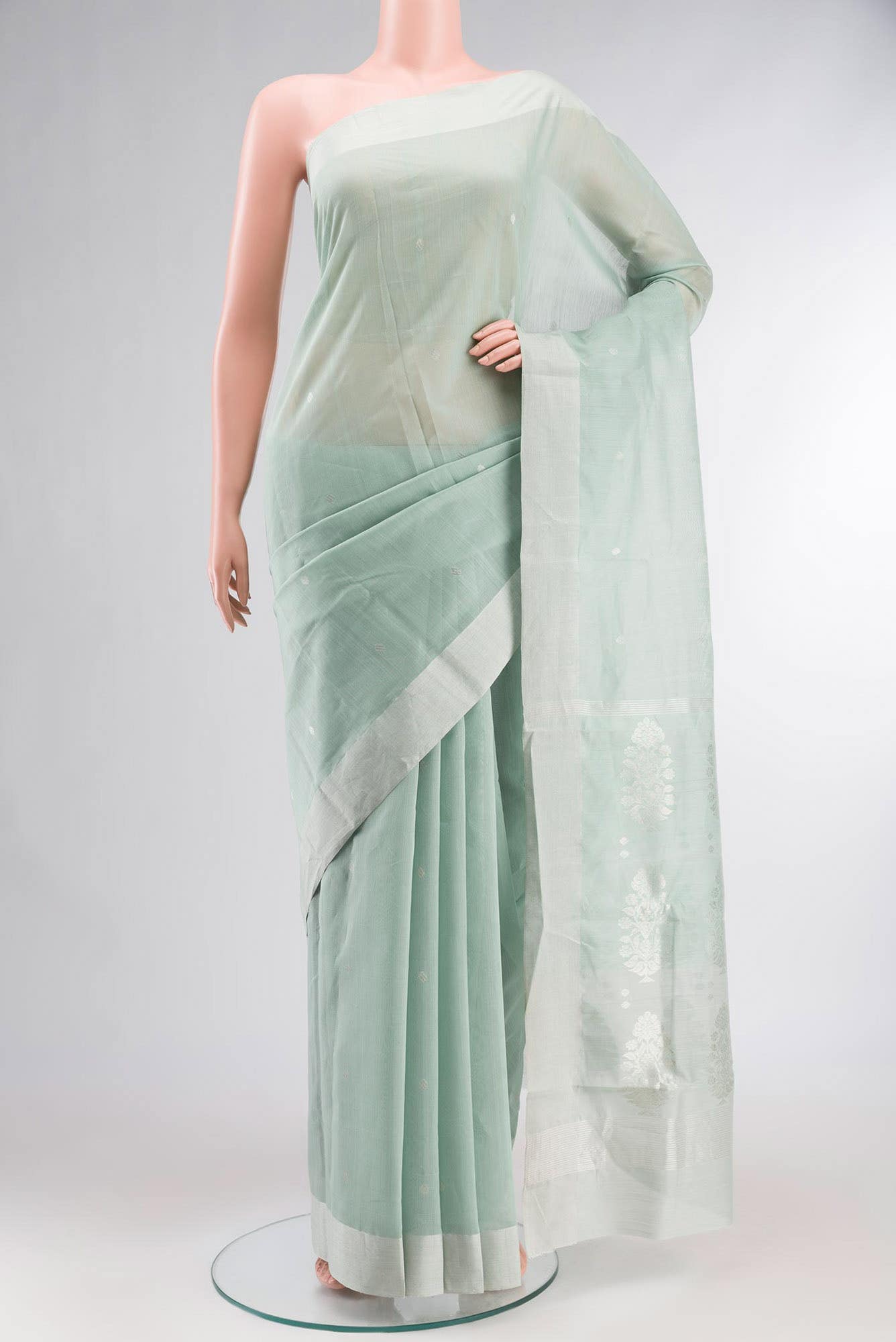 Green Chanderi Silk Cotton Saree