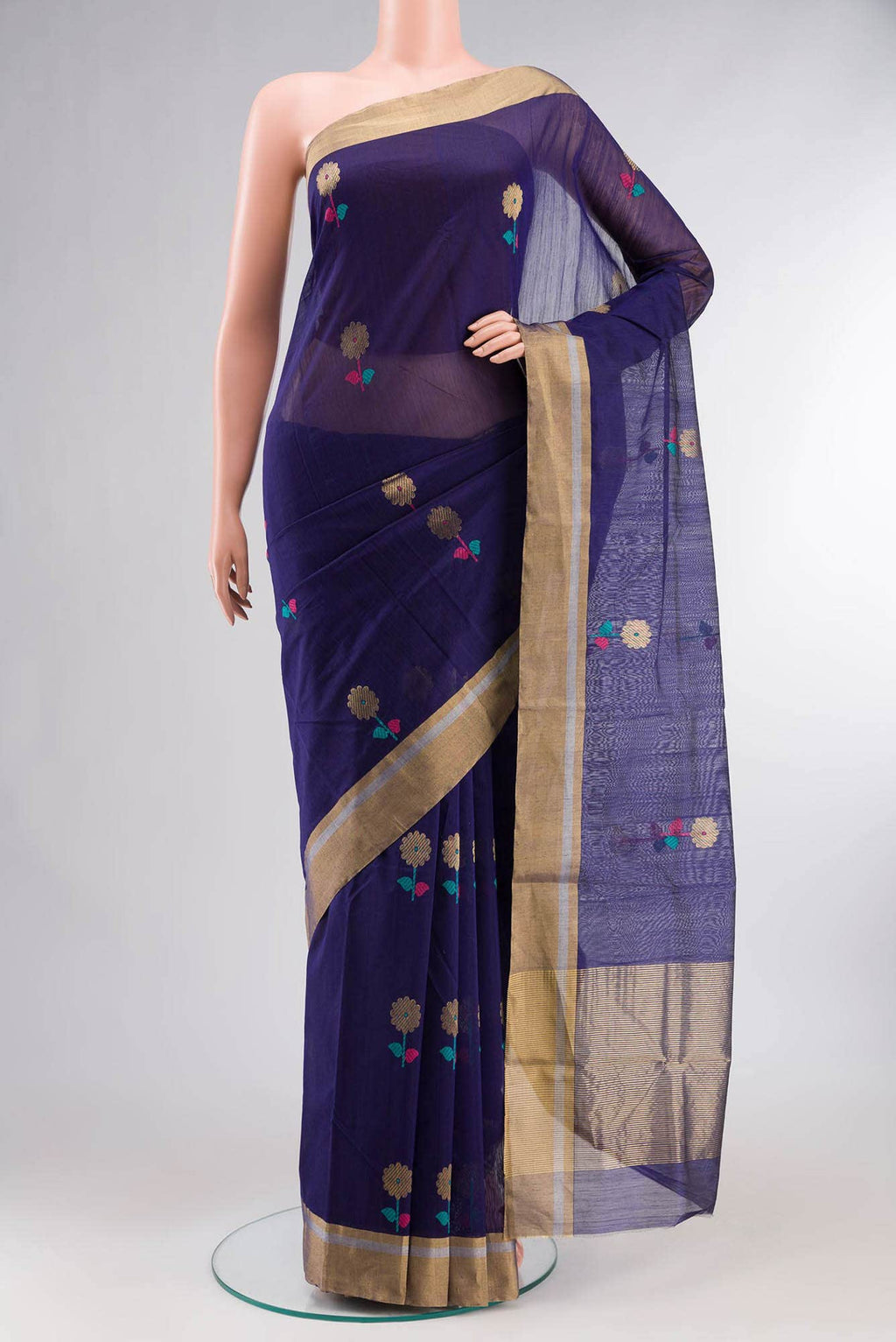 Blue Chanderi Silk Cotton Saree