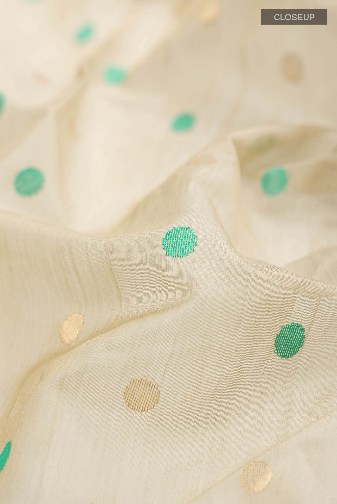 Beige Chanderi Silk Cotton Saree