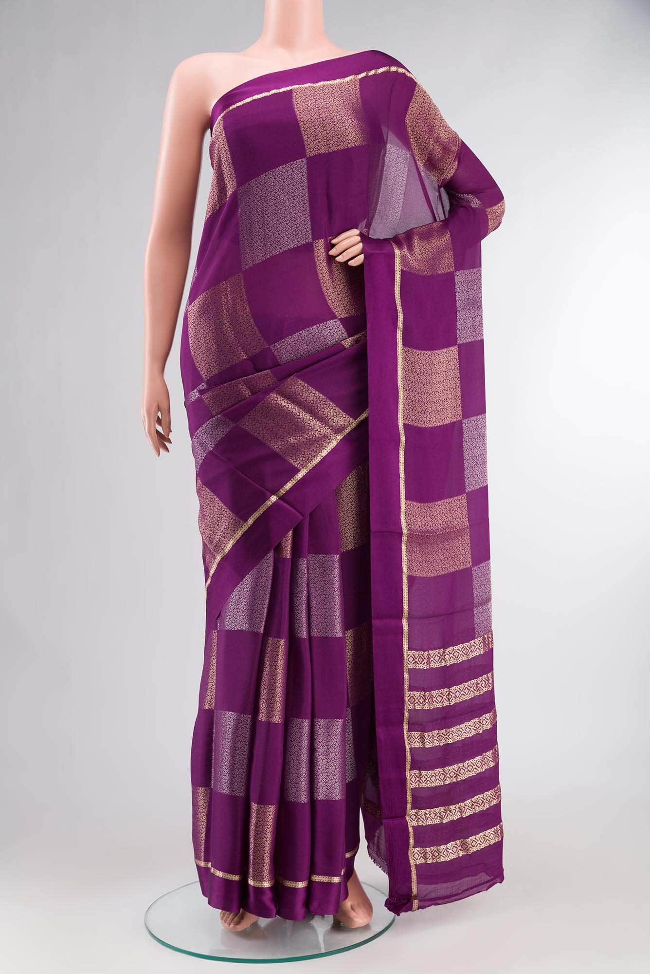 Violet Mysore Crepe Saree