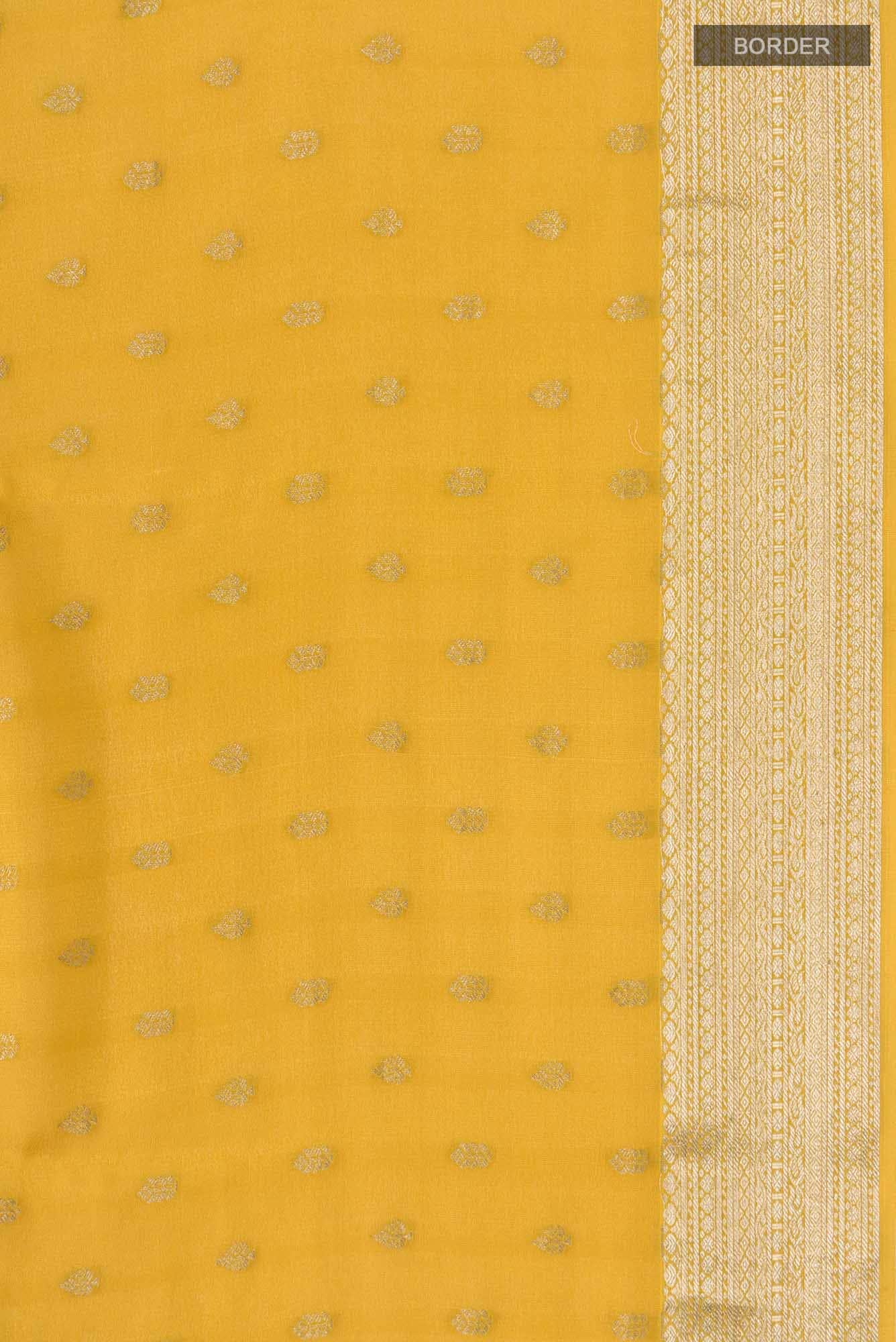 Yellow Mysore Crepe Saree