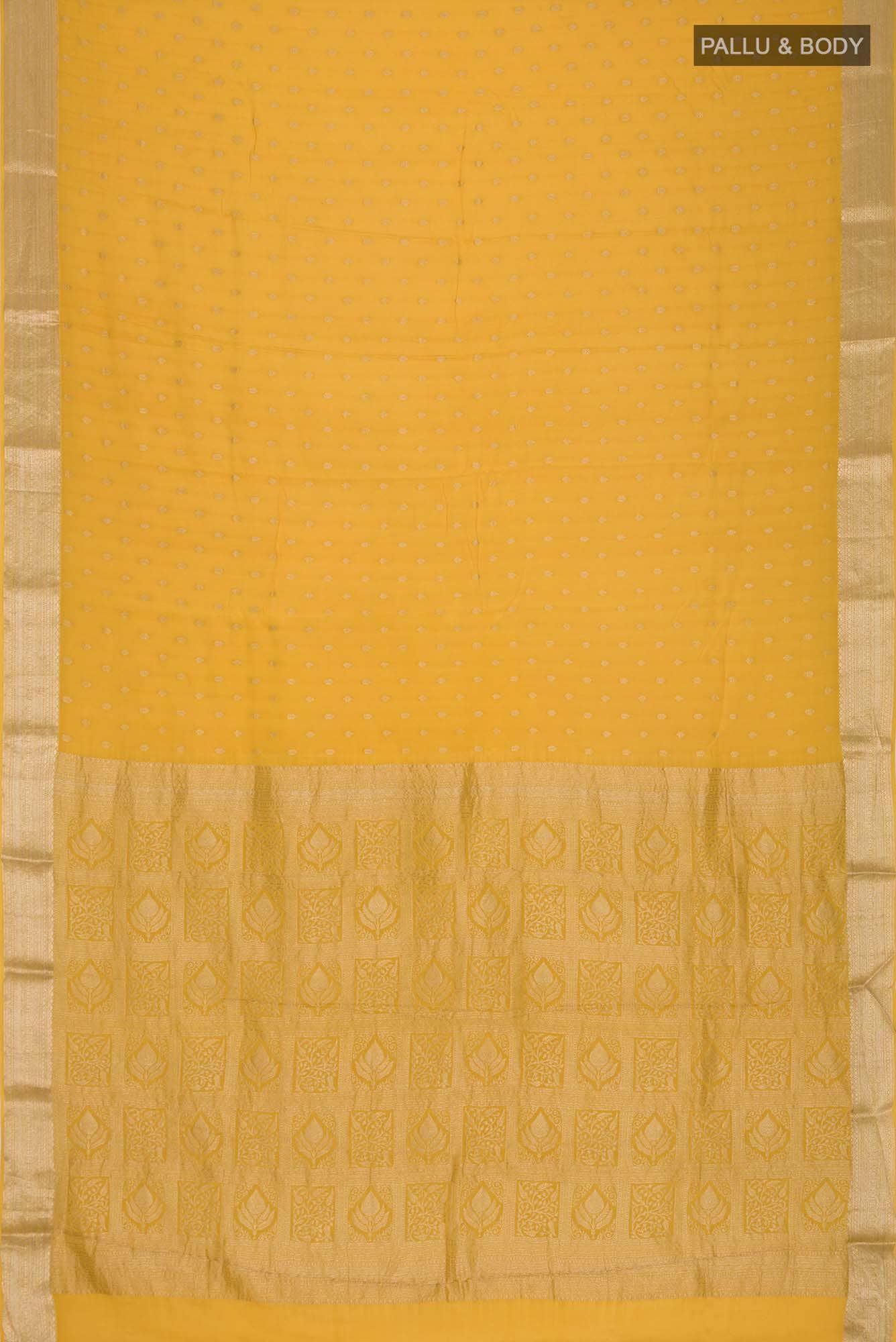 Yellow Mysore Crepe Saree