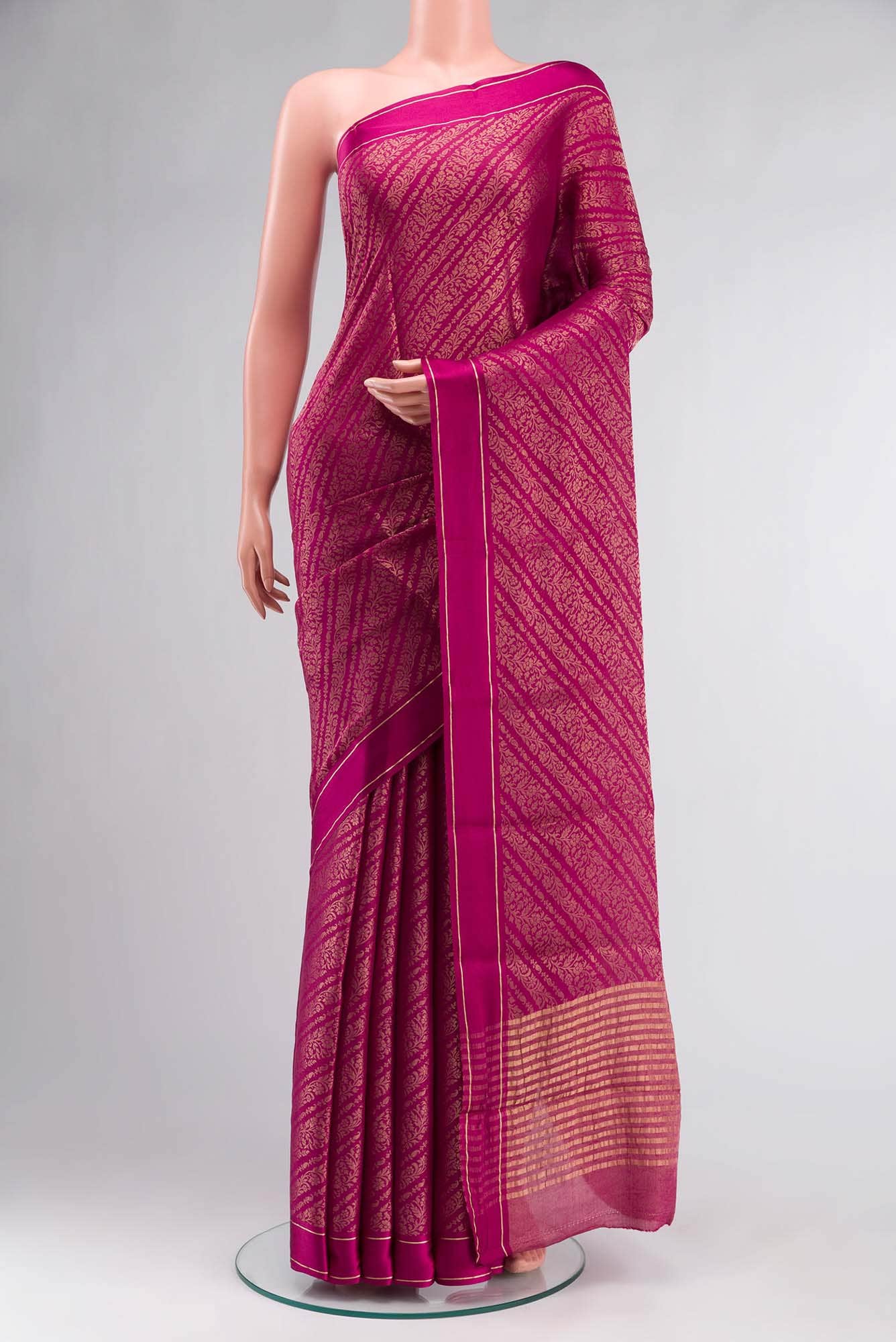 Pink Mysore Crepe Saree
