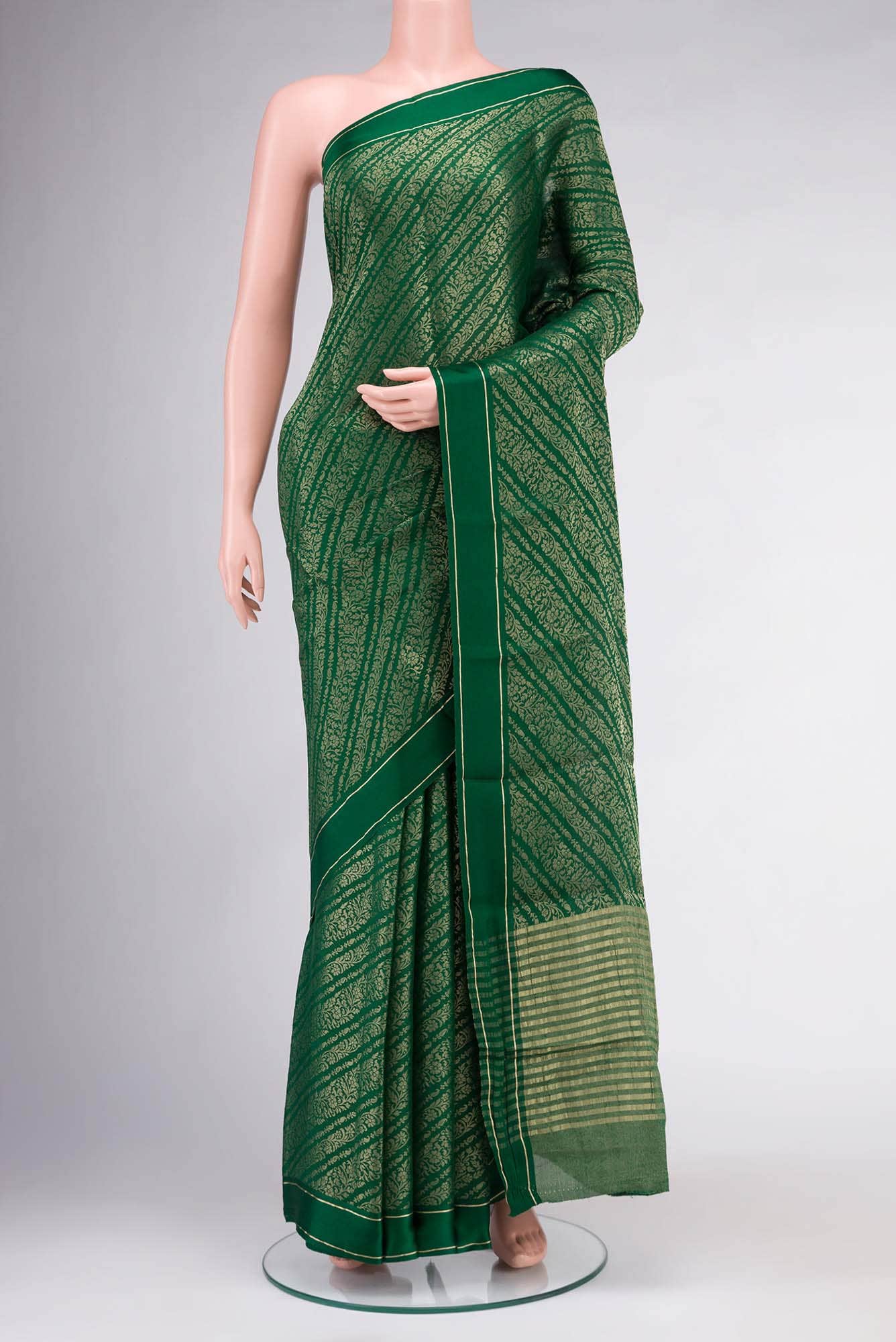 Green Mysore Crepe Saree