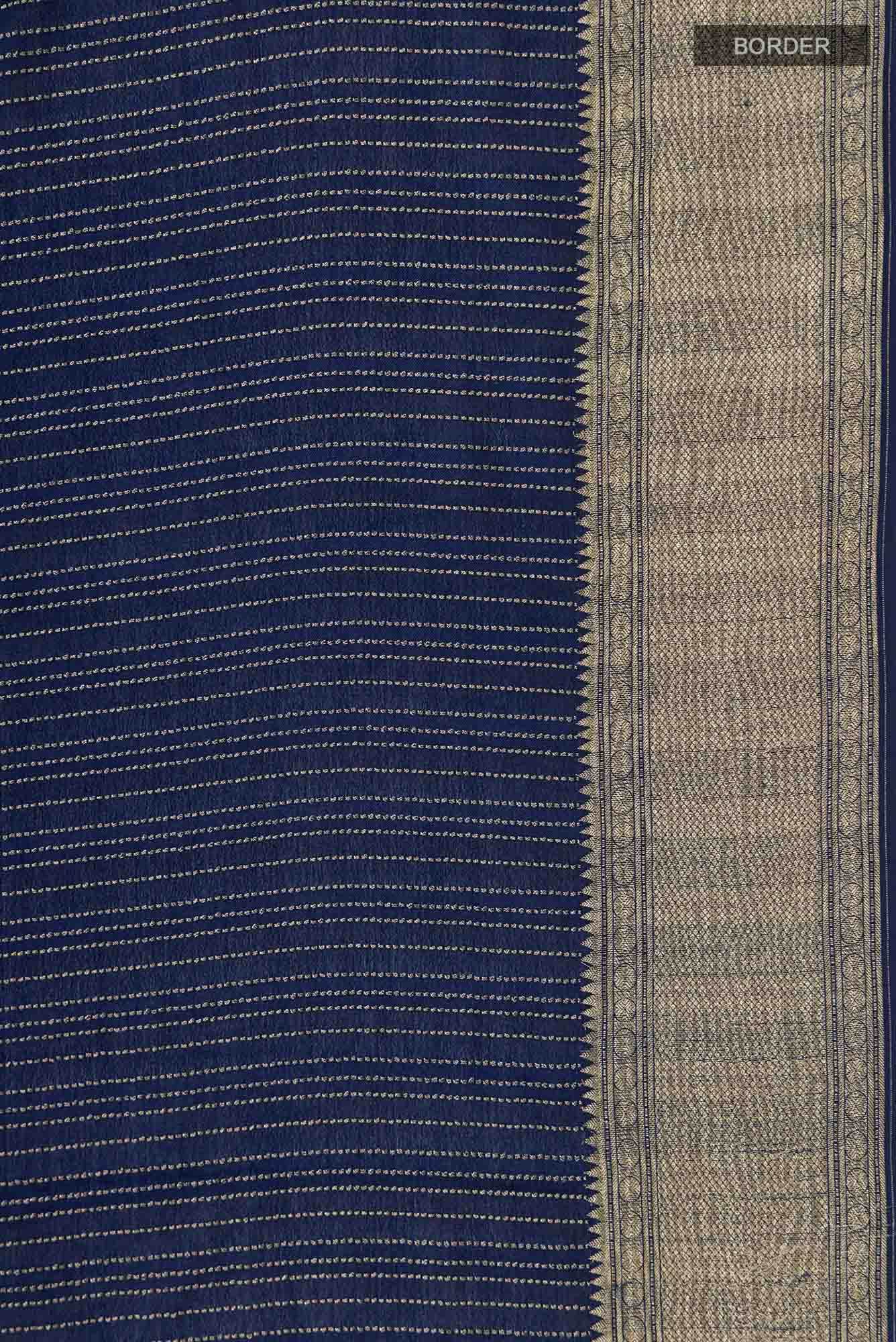 Navy Blue Mysore Crepe Saree