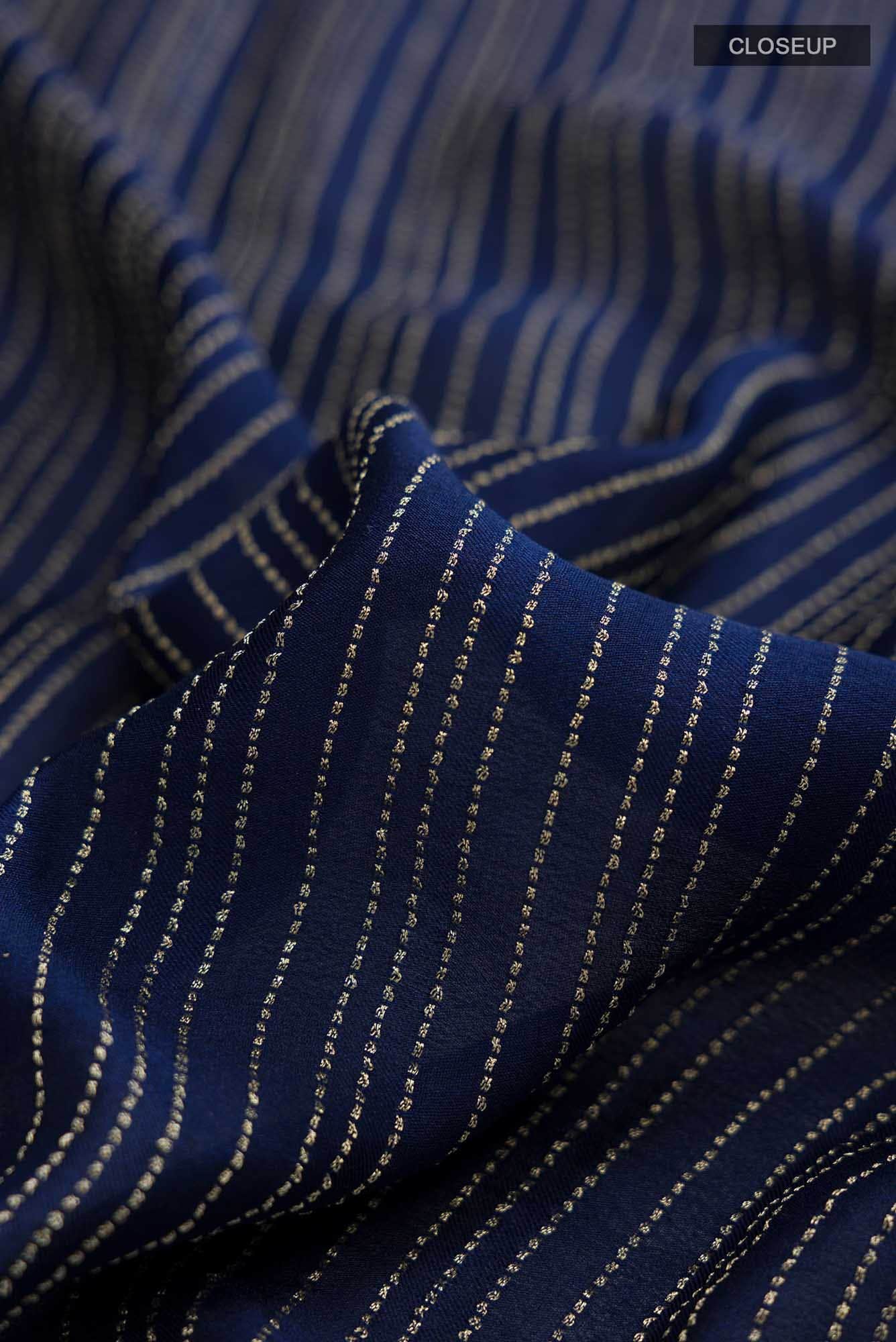 Navy Blue Mysore Crepe Saree
