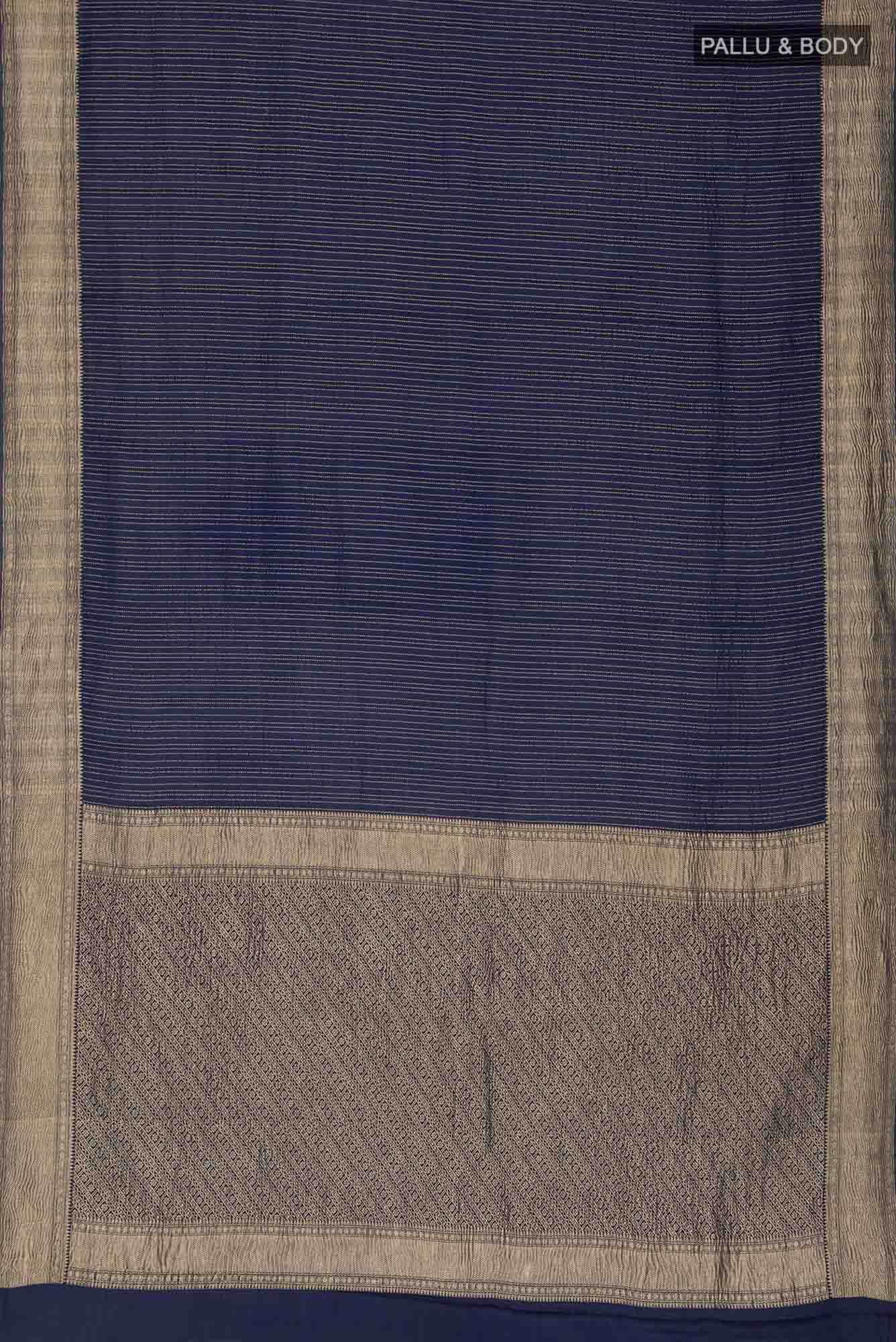 Navy Blue Mysore Crepe Saree