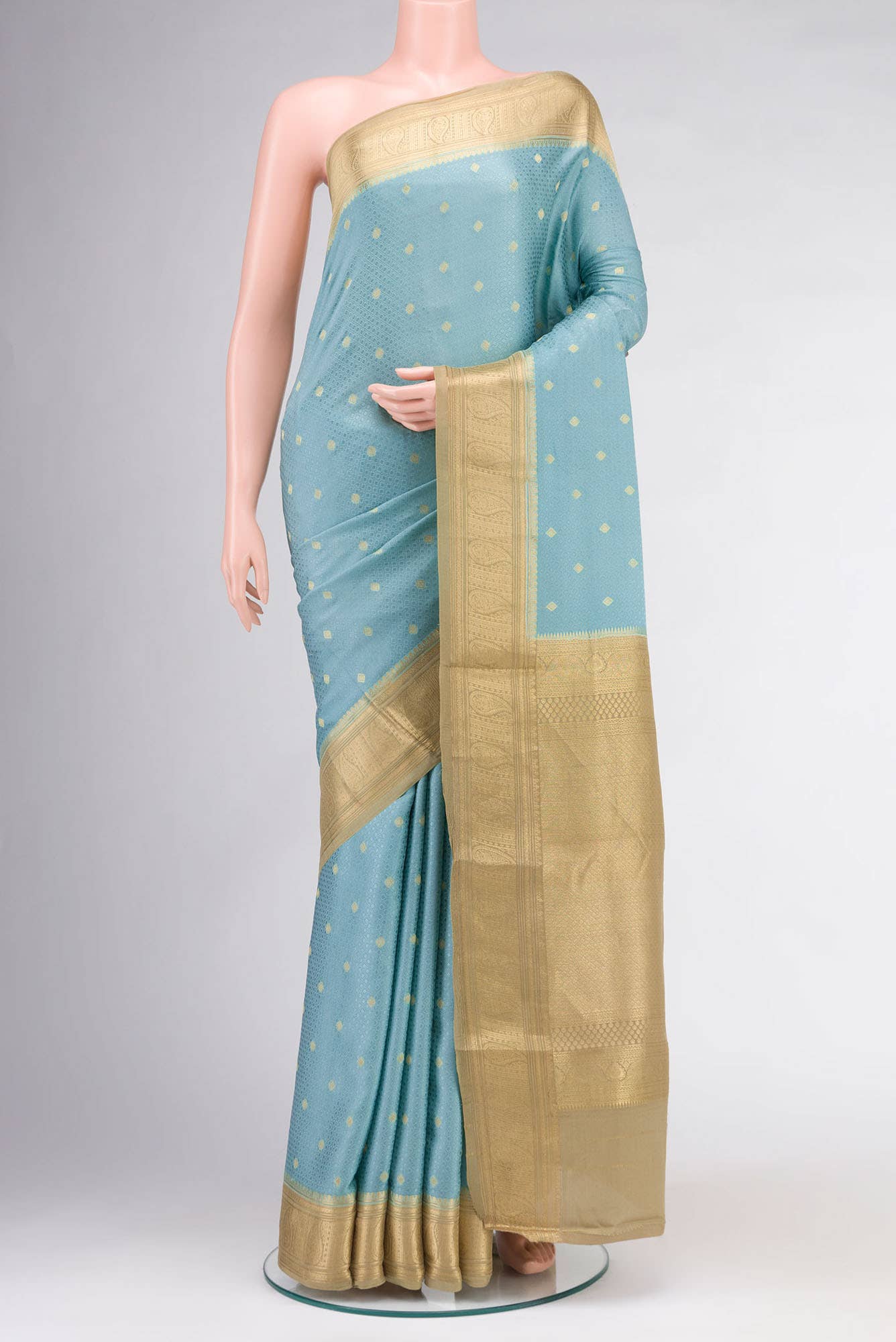 Sea Green Mysore Crepe Saree