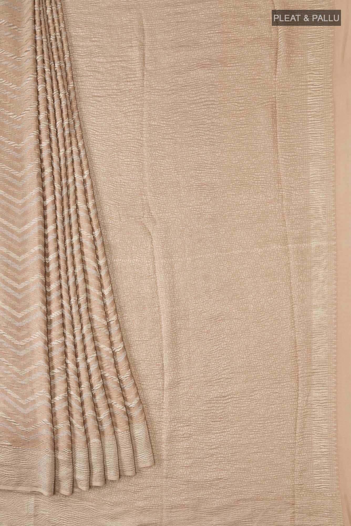 Beige Mysore Crepe Saree