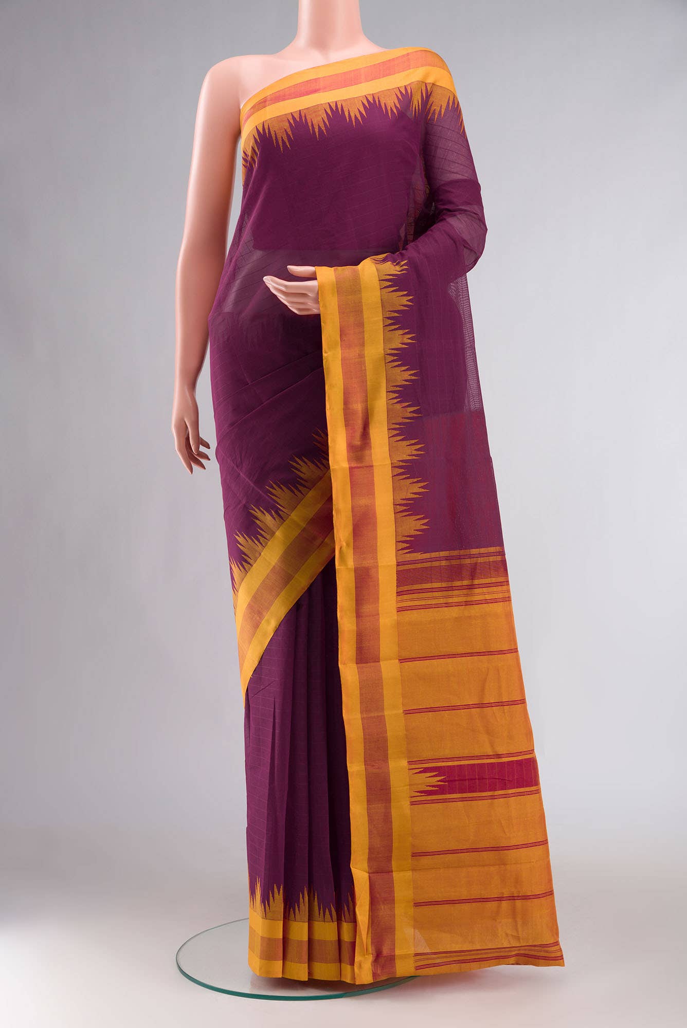 Maroon Kanchi Cotton Saree