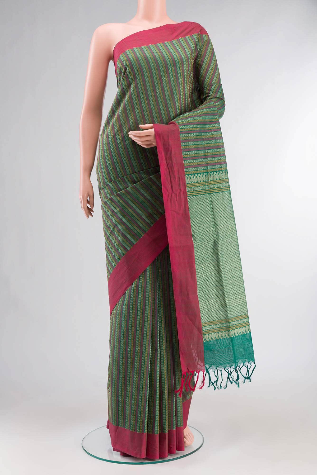 Green Cotton Saree