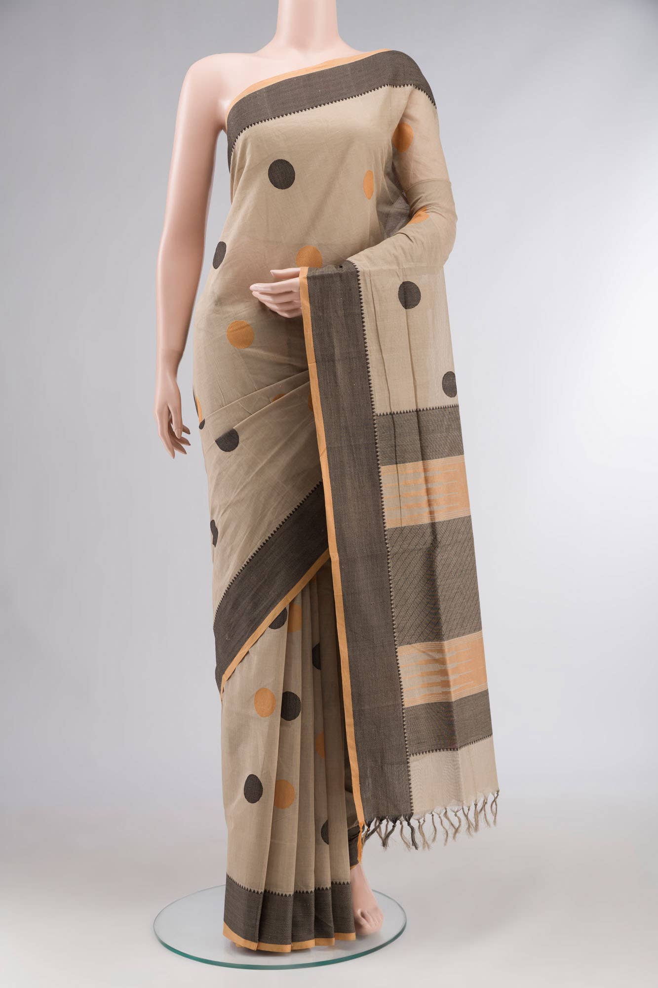 Beige Coimbatore Cotton Saree