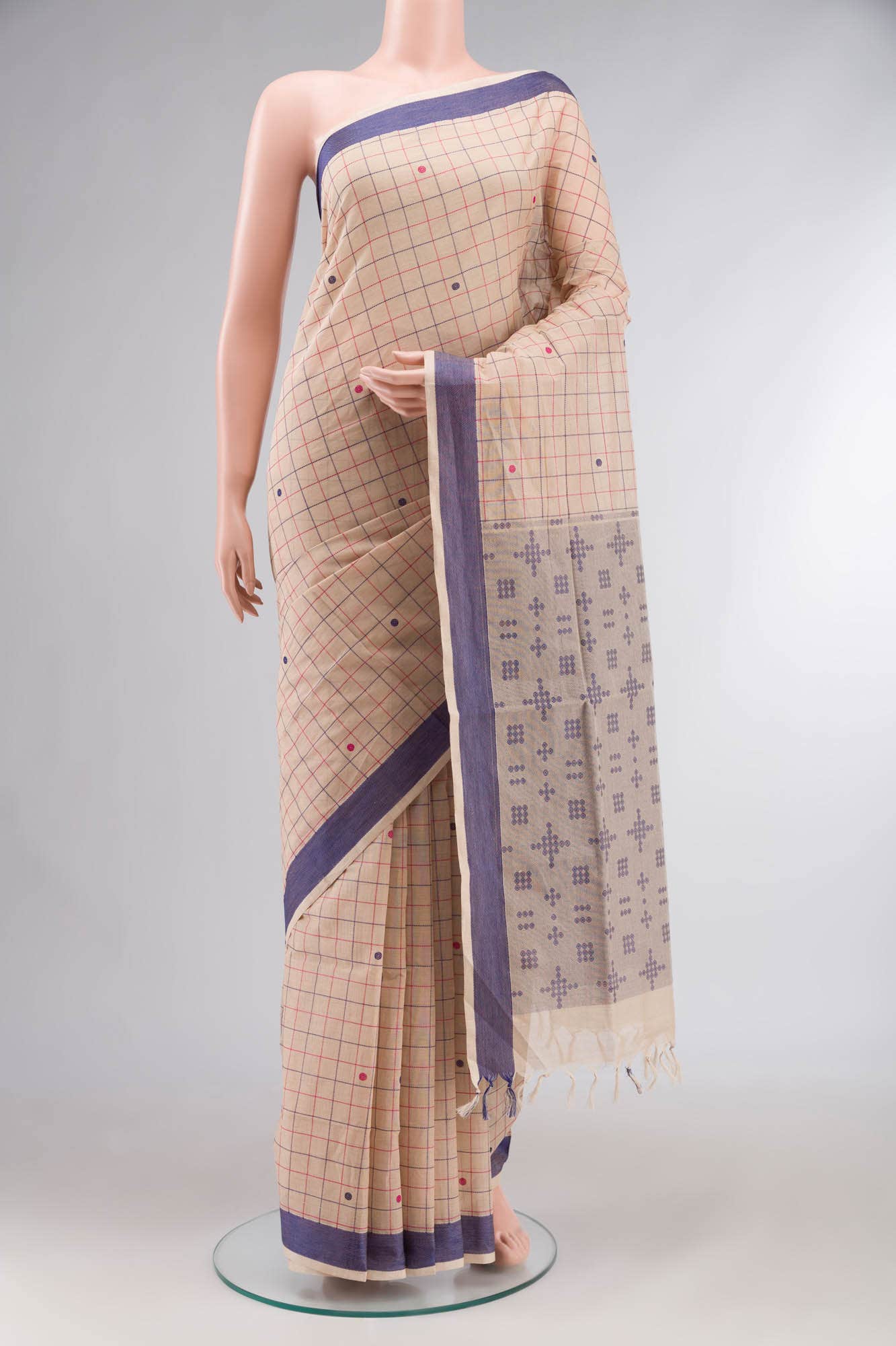 Beige Coimbatore Cotton Saree