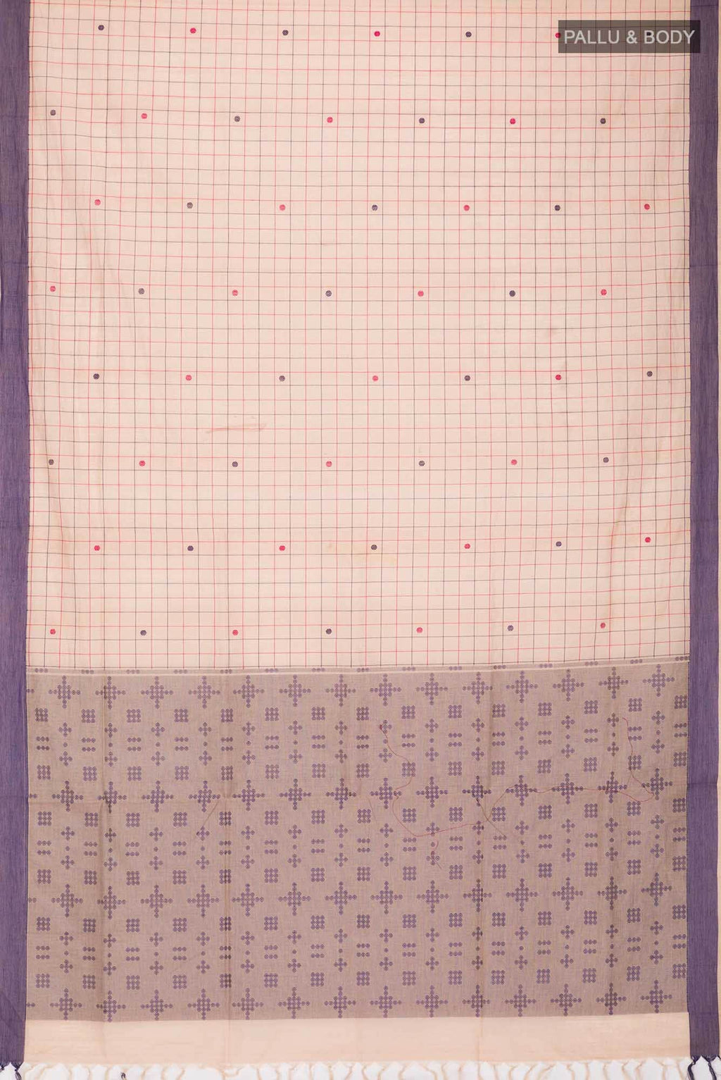 Beige Coimbatore Cotton Saree