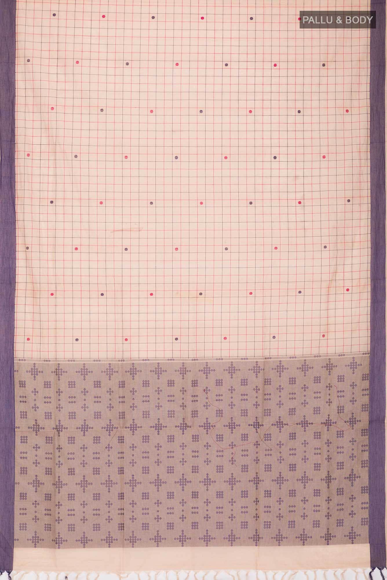 Beige Coimbatore Cotton Saree