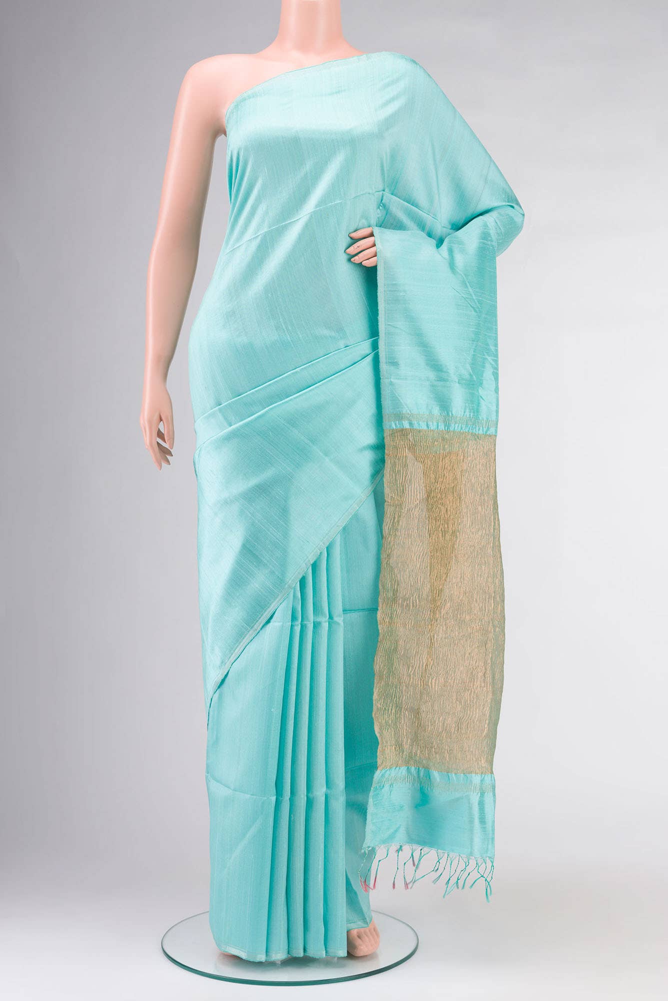 Sea Green Raw Silk Saree