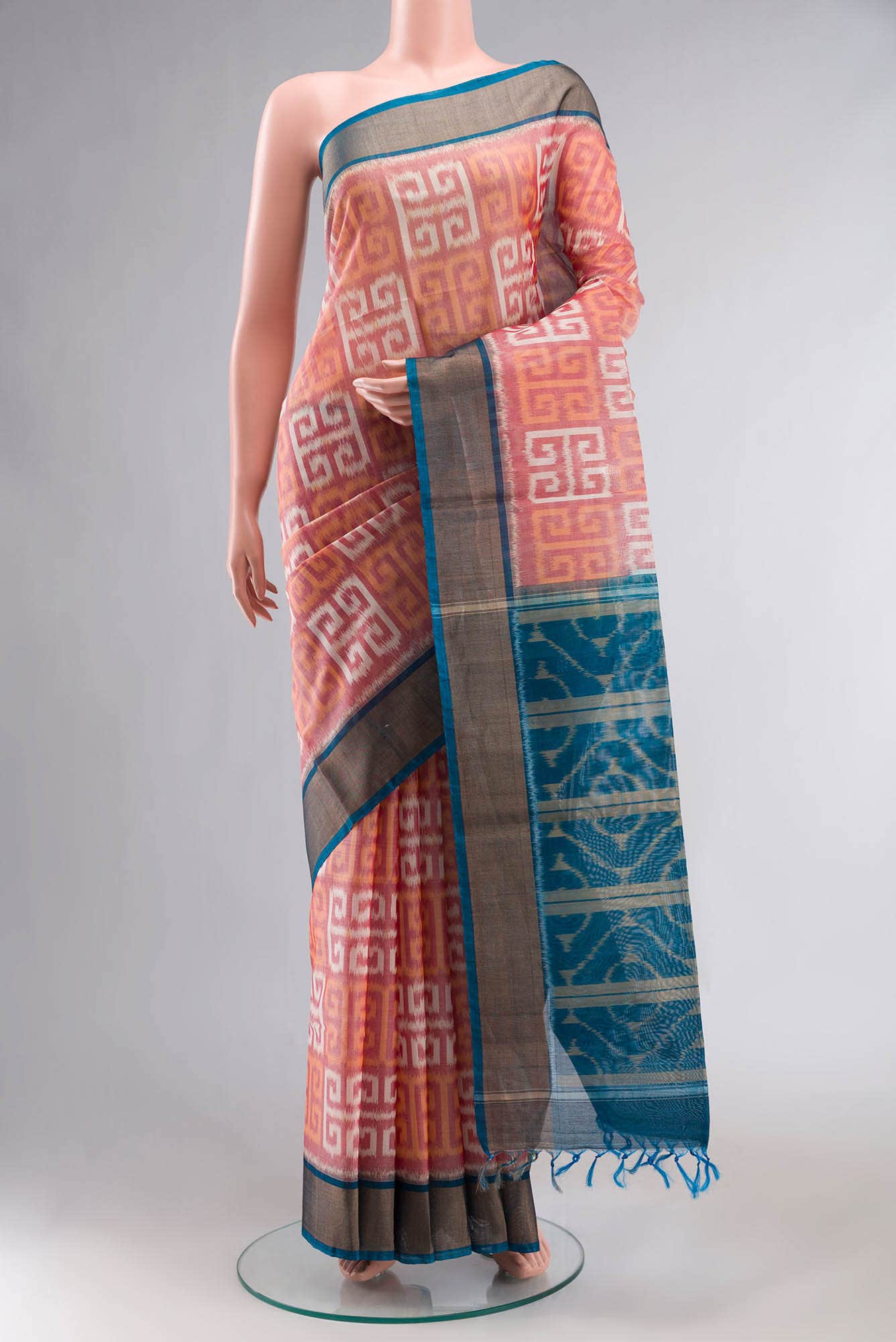 Coral Silk Cotton Saree