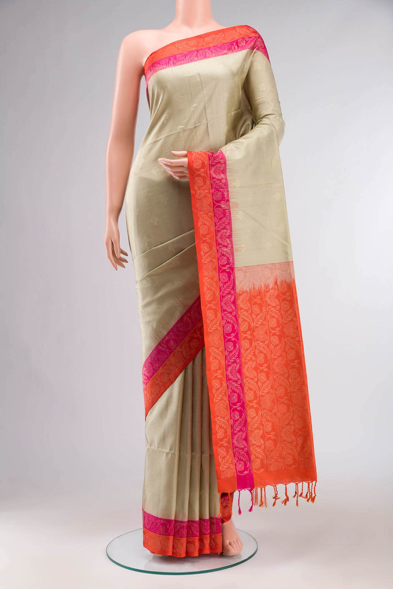 Beige Soft Silk Saree