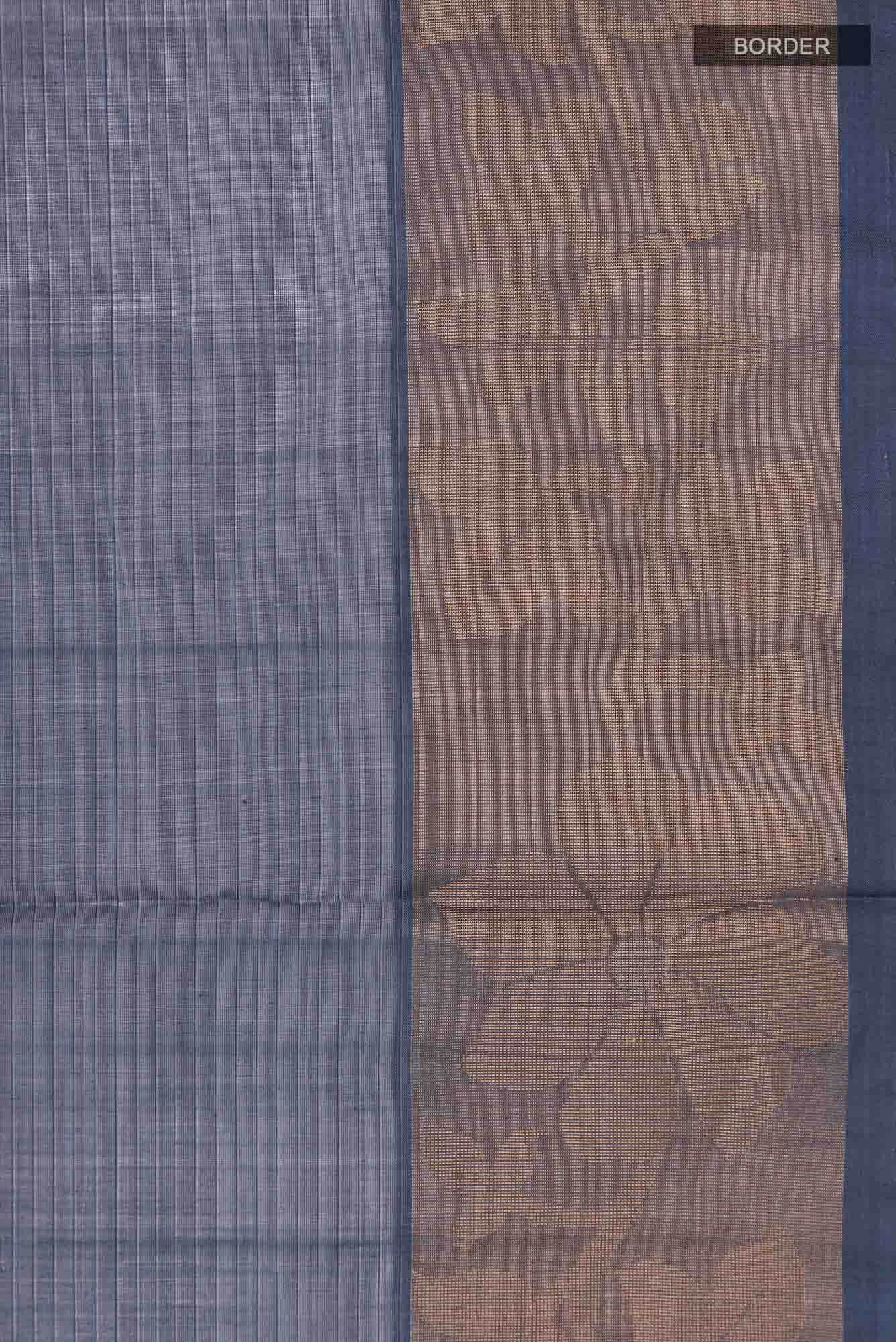 Blue Grey Silk Cotton Saree