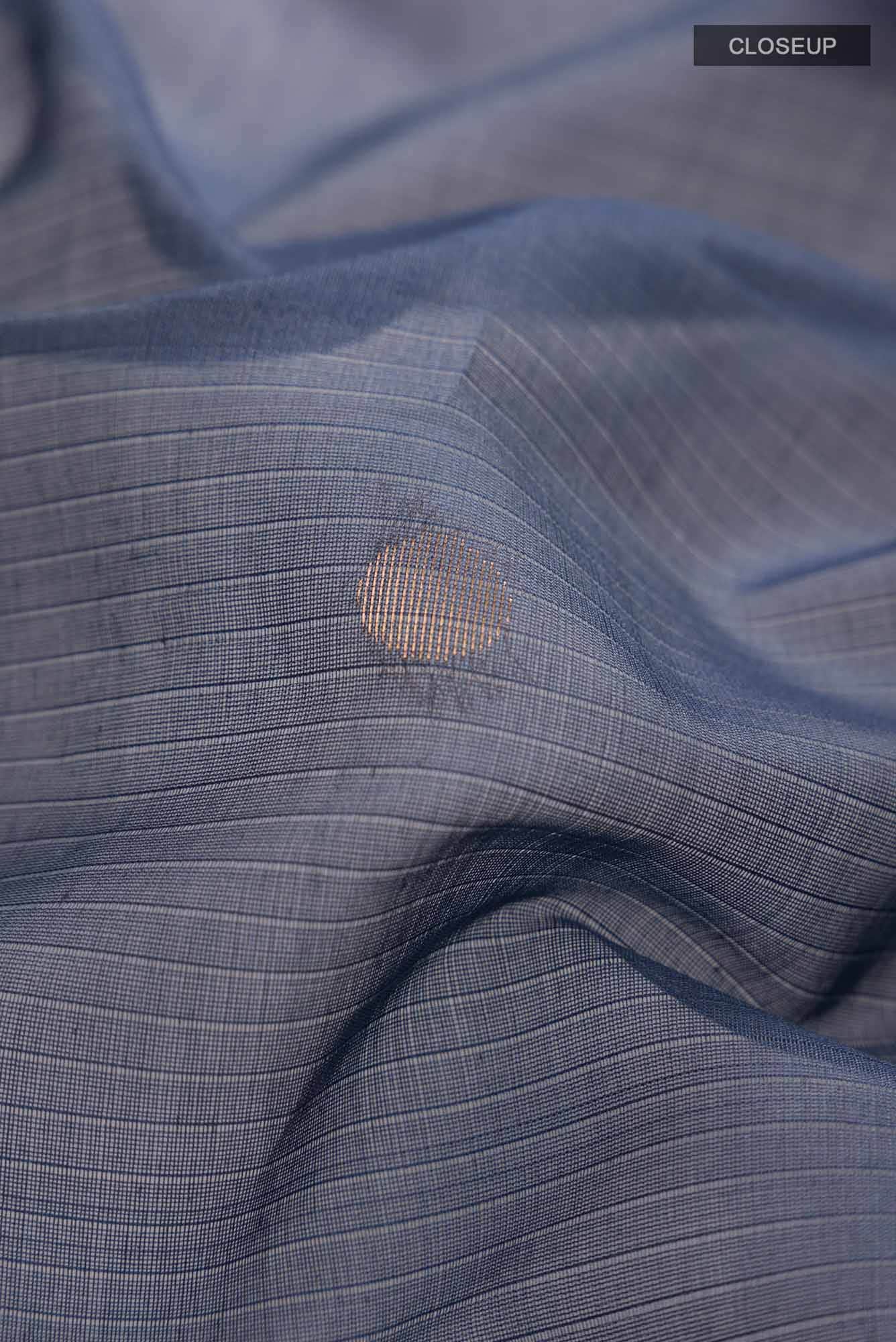 Blue Grey Silk Cotton Saree