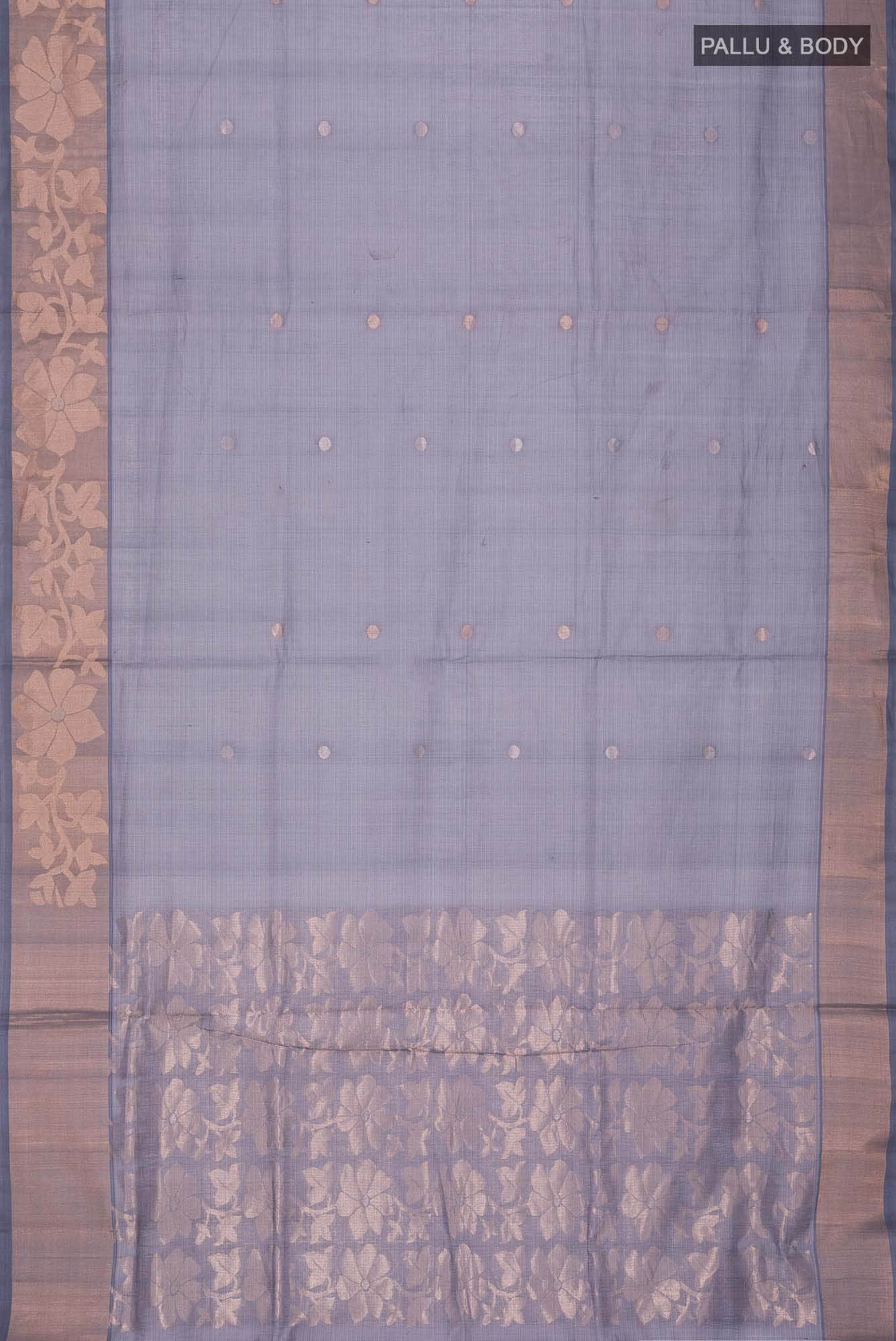 Blue Grey Silk Cotton Saree