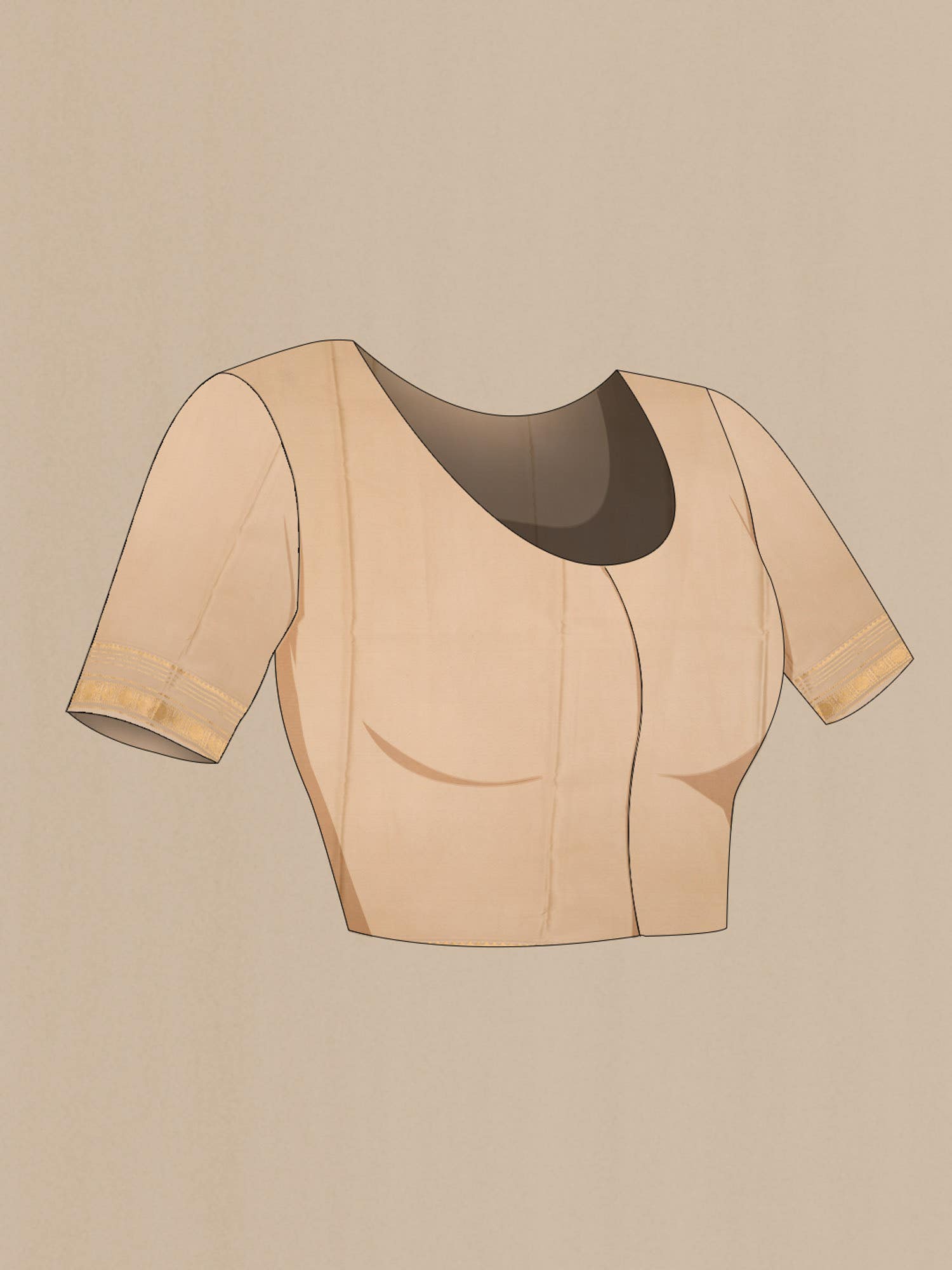 Beige Mysore Crepe Saree