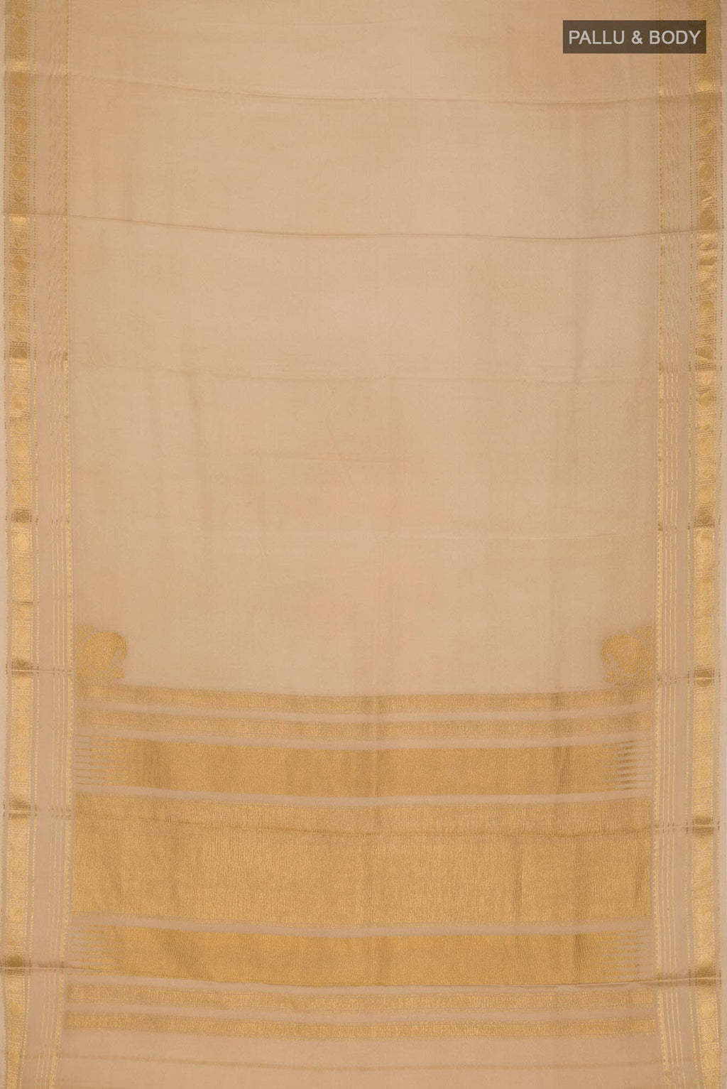 Beige Mysore Crepe Saree