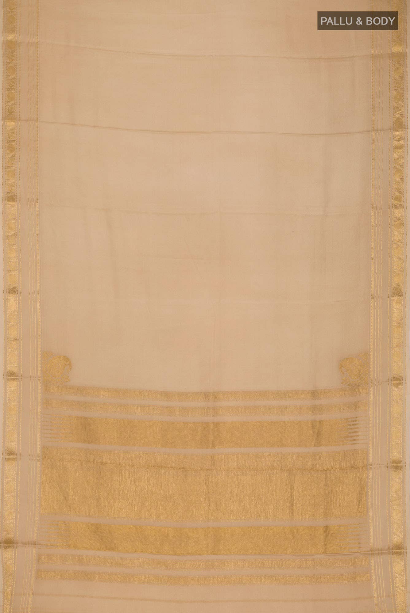 Beige Mysore Crepe Saree