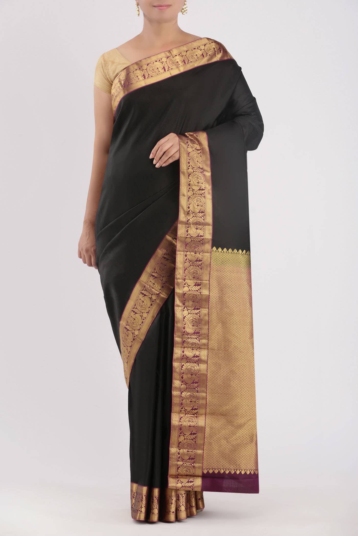 Black Kanchipuram Silk Saree