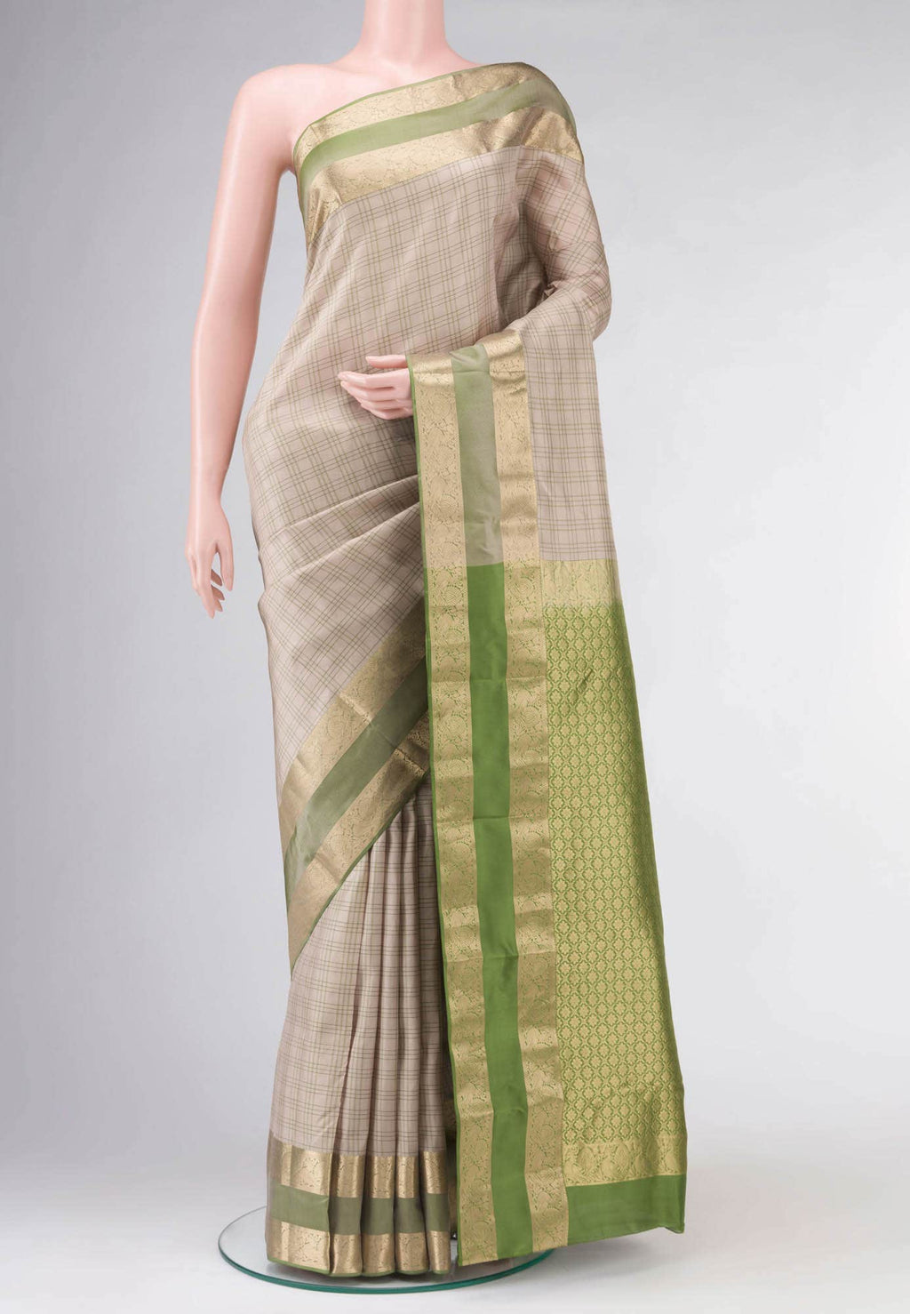 Beige Kanchipuram Silk Saree