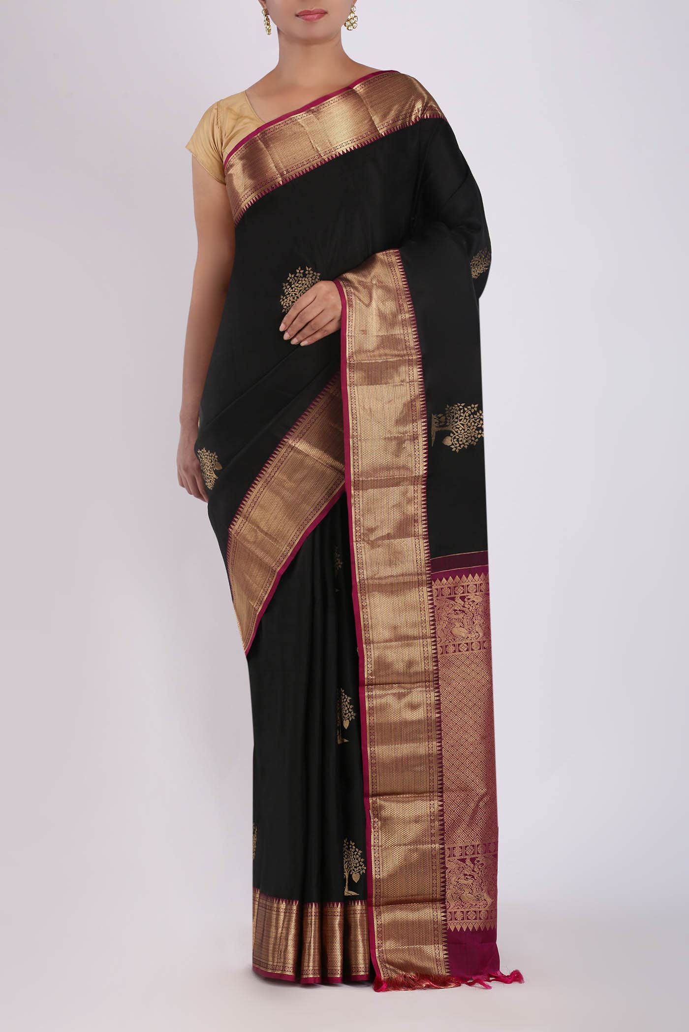 Black Kanchipuram Silk Saree