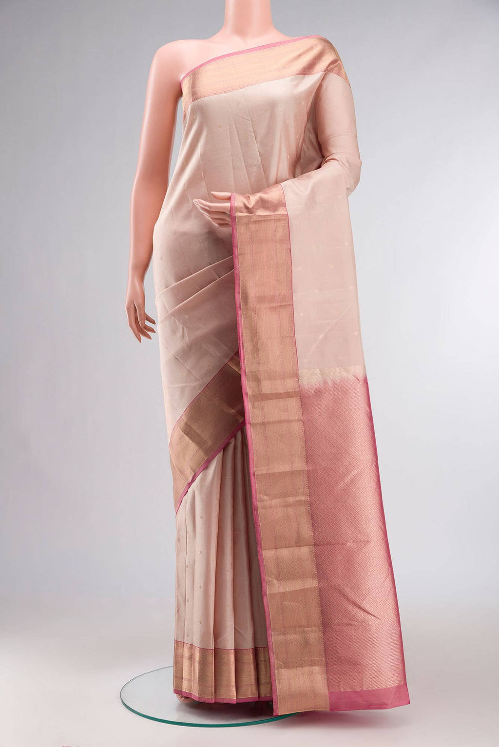 Beige Kanchipuram Silk Saree