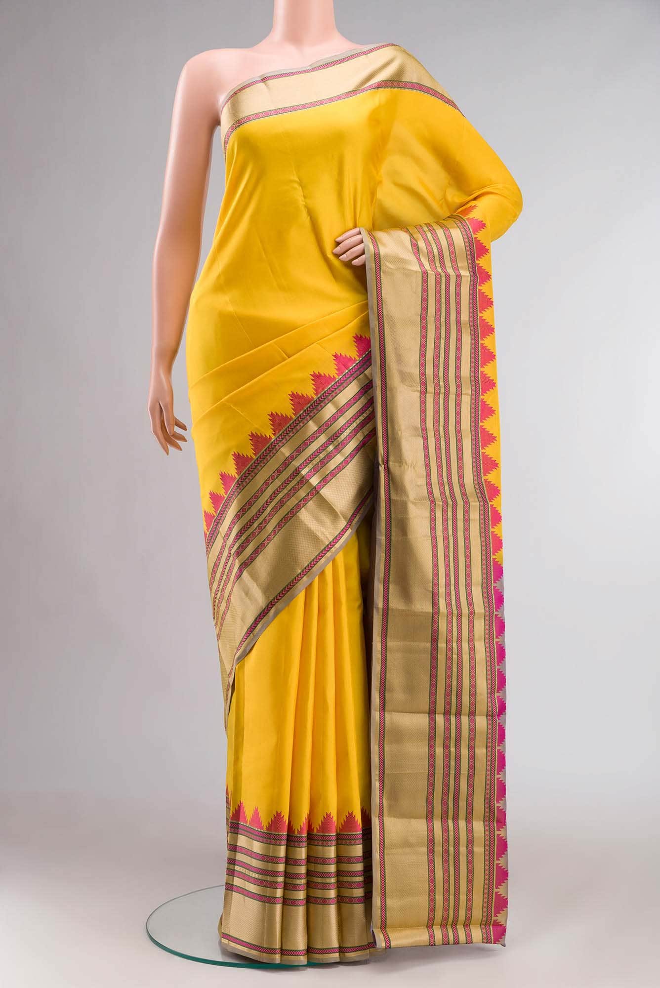 Yellow Kanchipuram Silk Saree