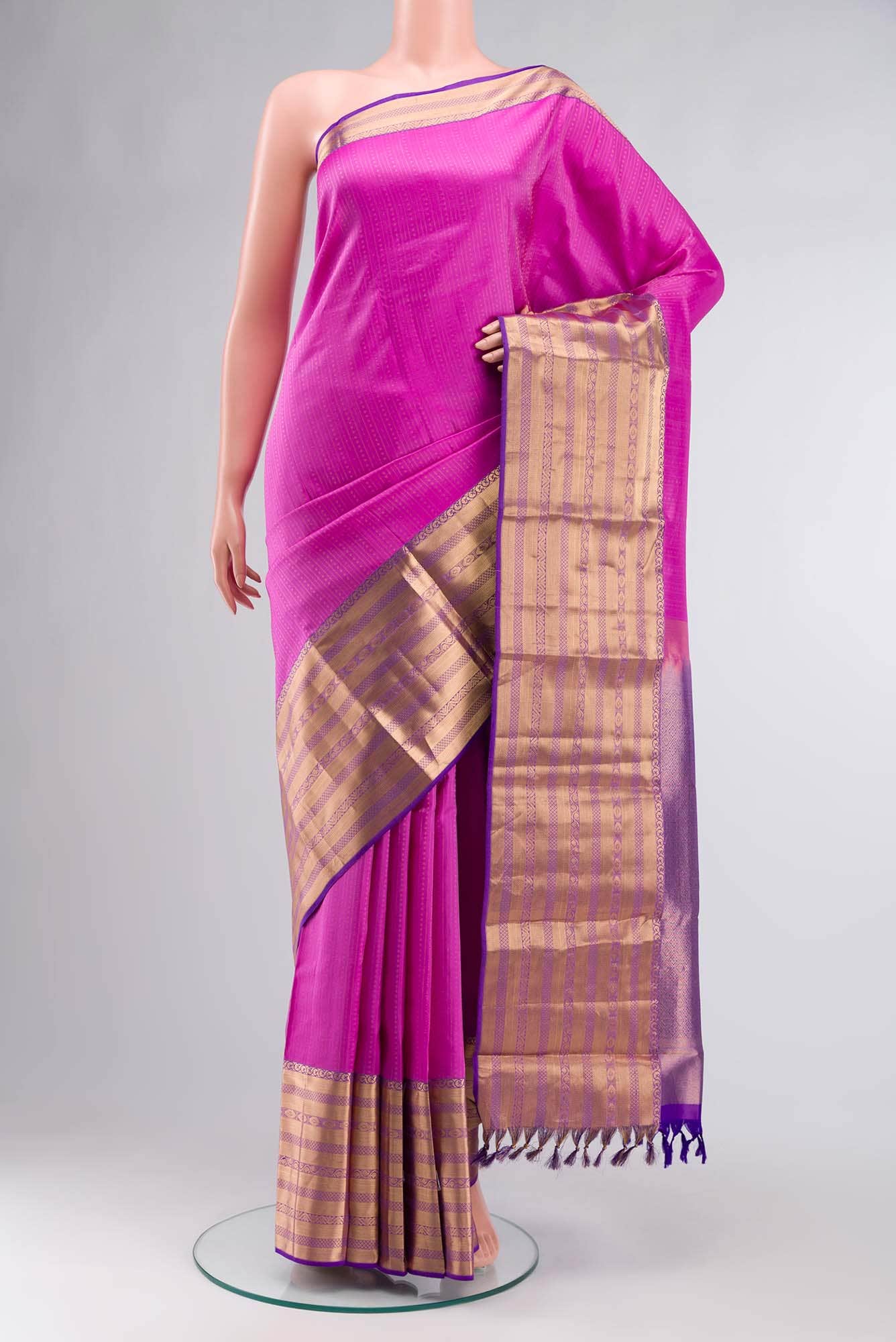 Rose pink Kanchipuram Silk Saree
