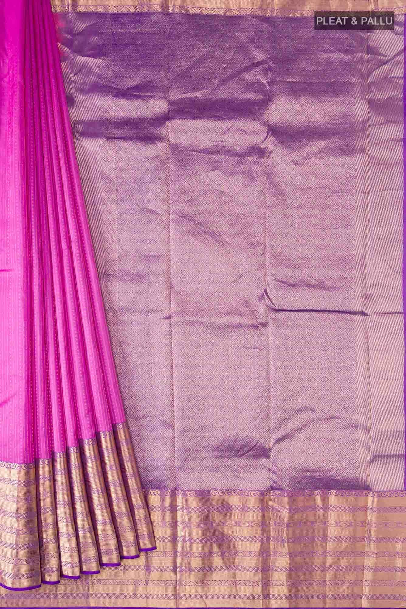 Rose pink Kanchipuram Silk Saree