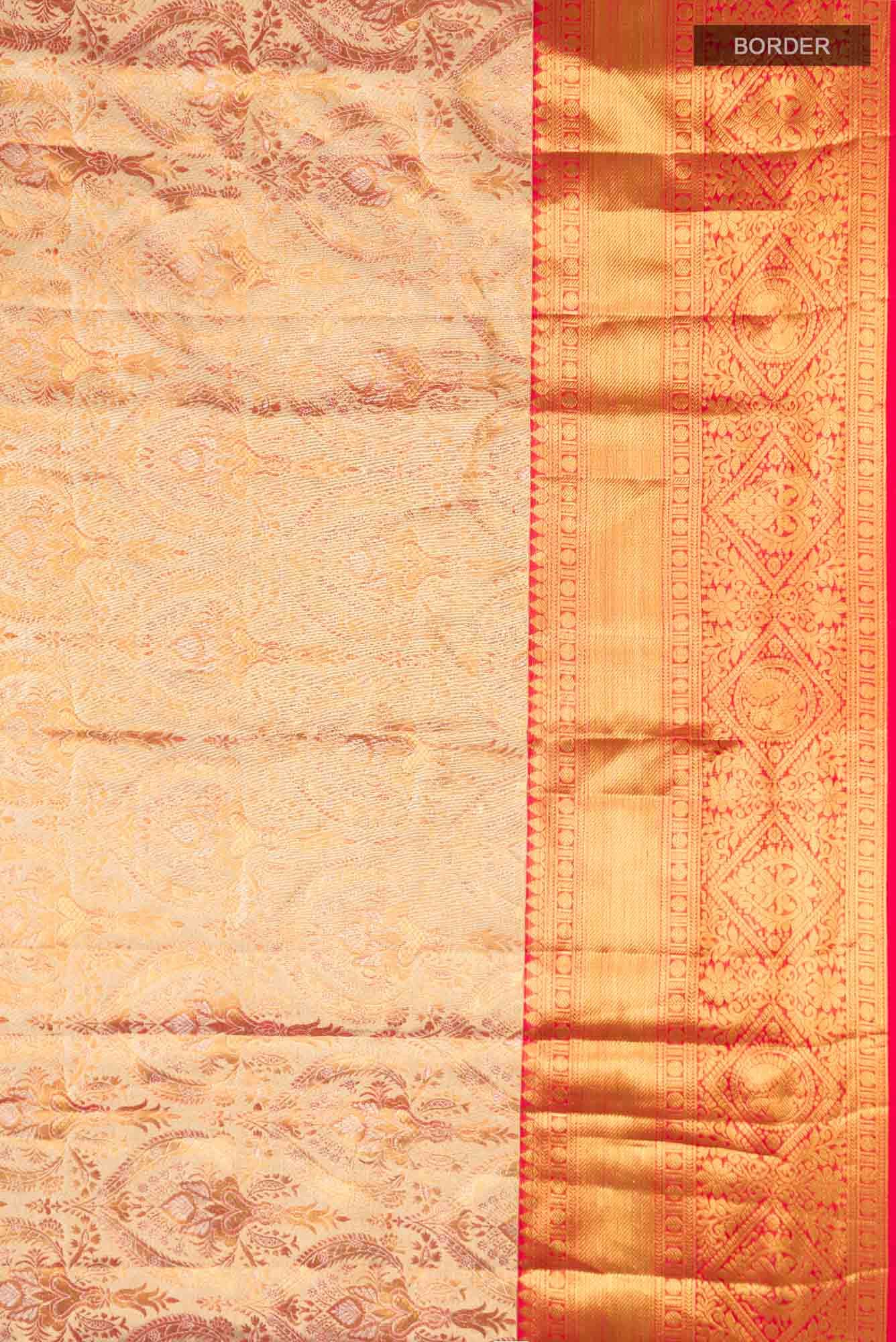 Gold with Red Dual Tone Kanchipuram Tissue Silk Saree