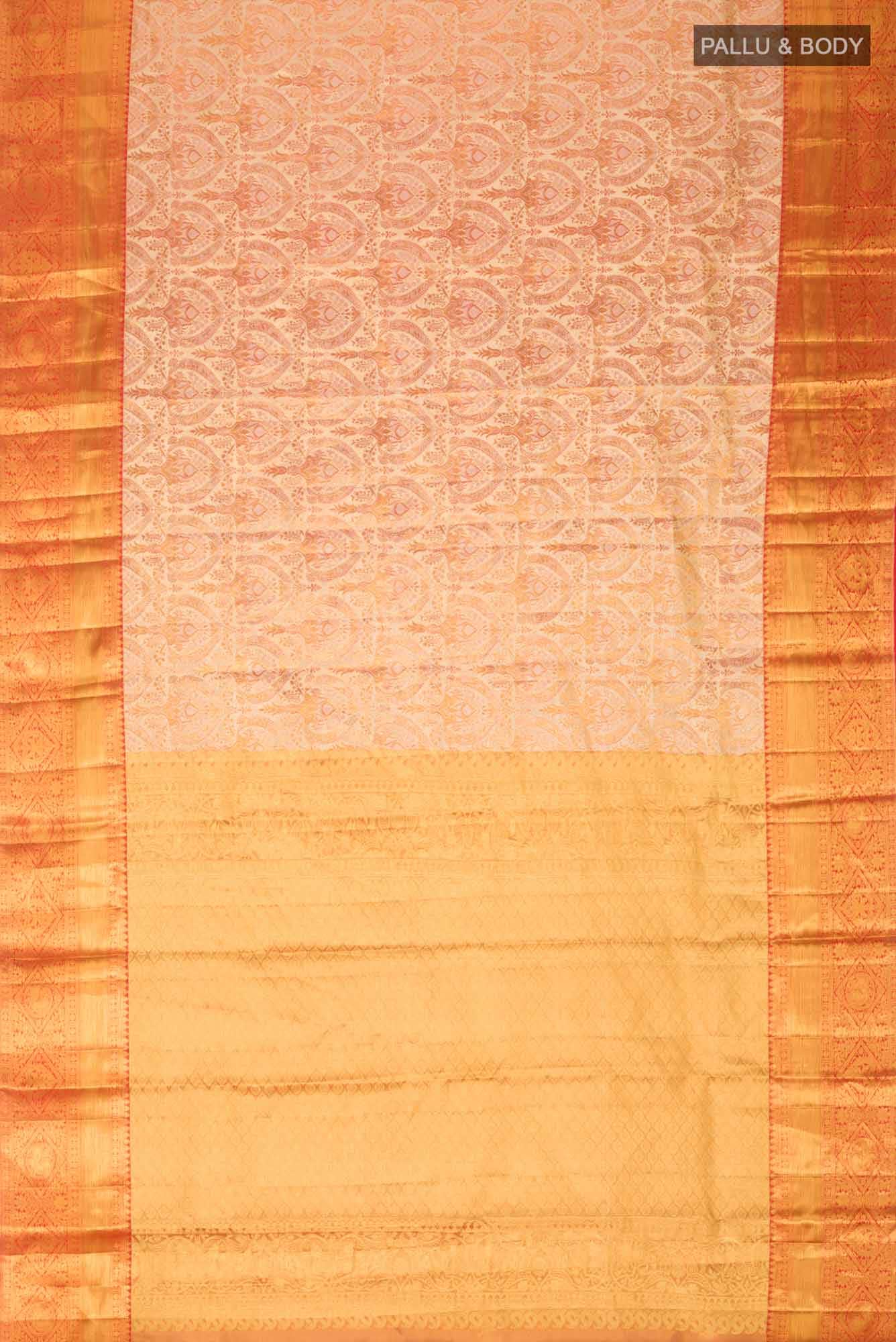 Gold with Red Dual Tone Kanchipuram Tissue Silk Saree