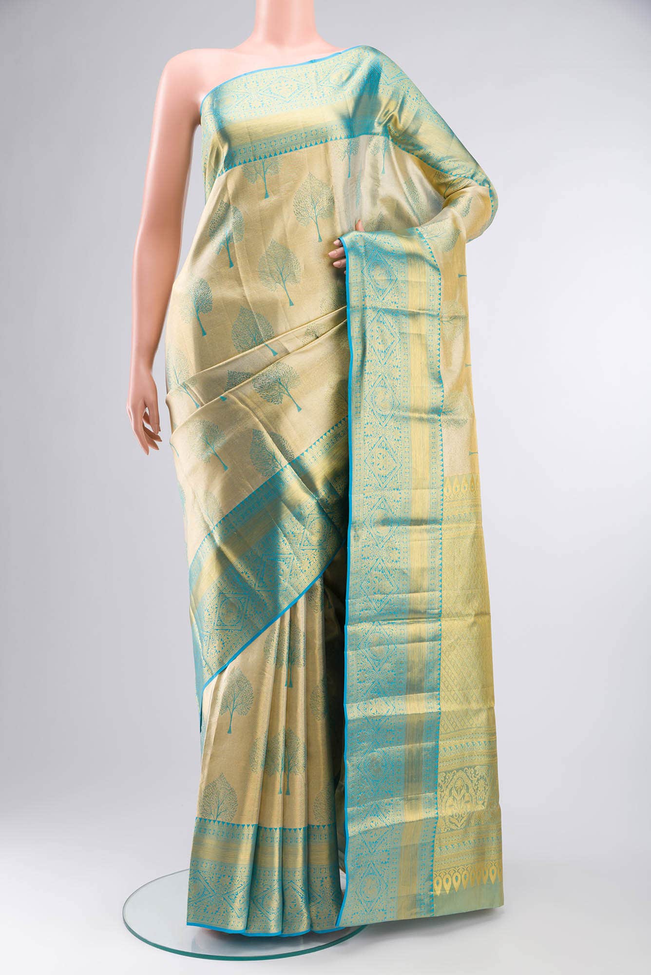 Golden Kanchipuram Tissue Silk Saree