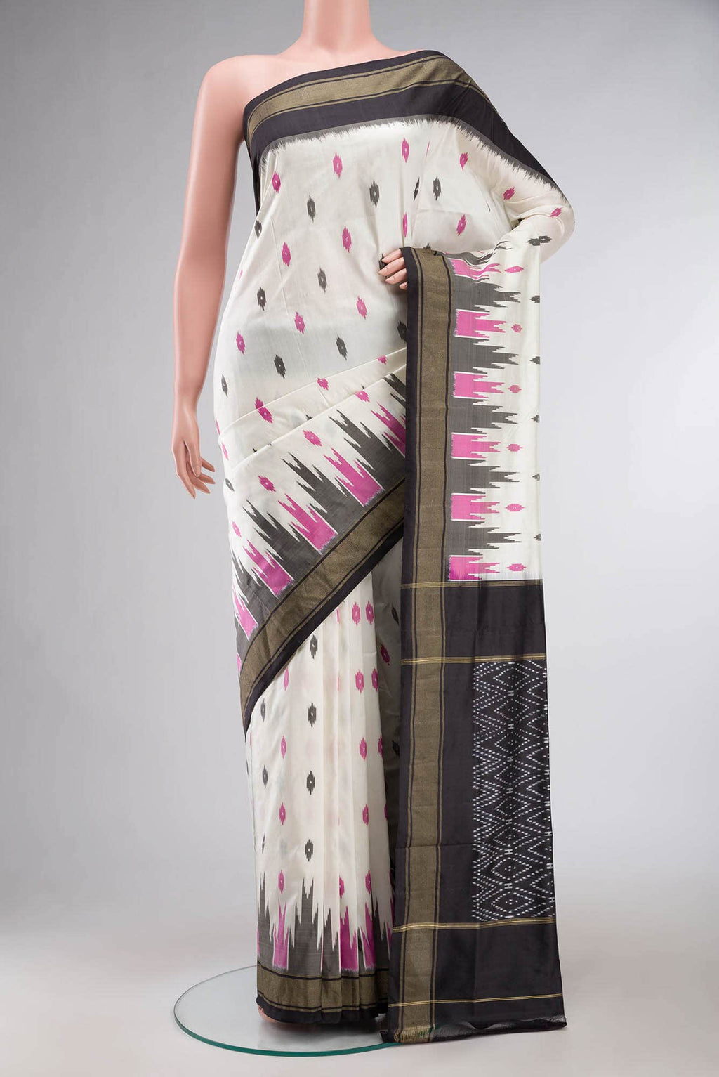 Cream Pochampally Silk Saree