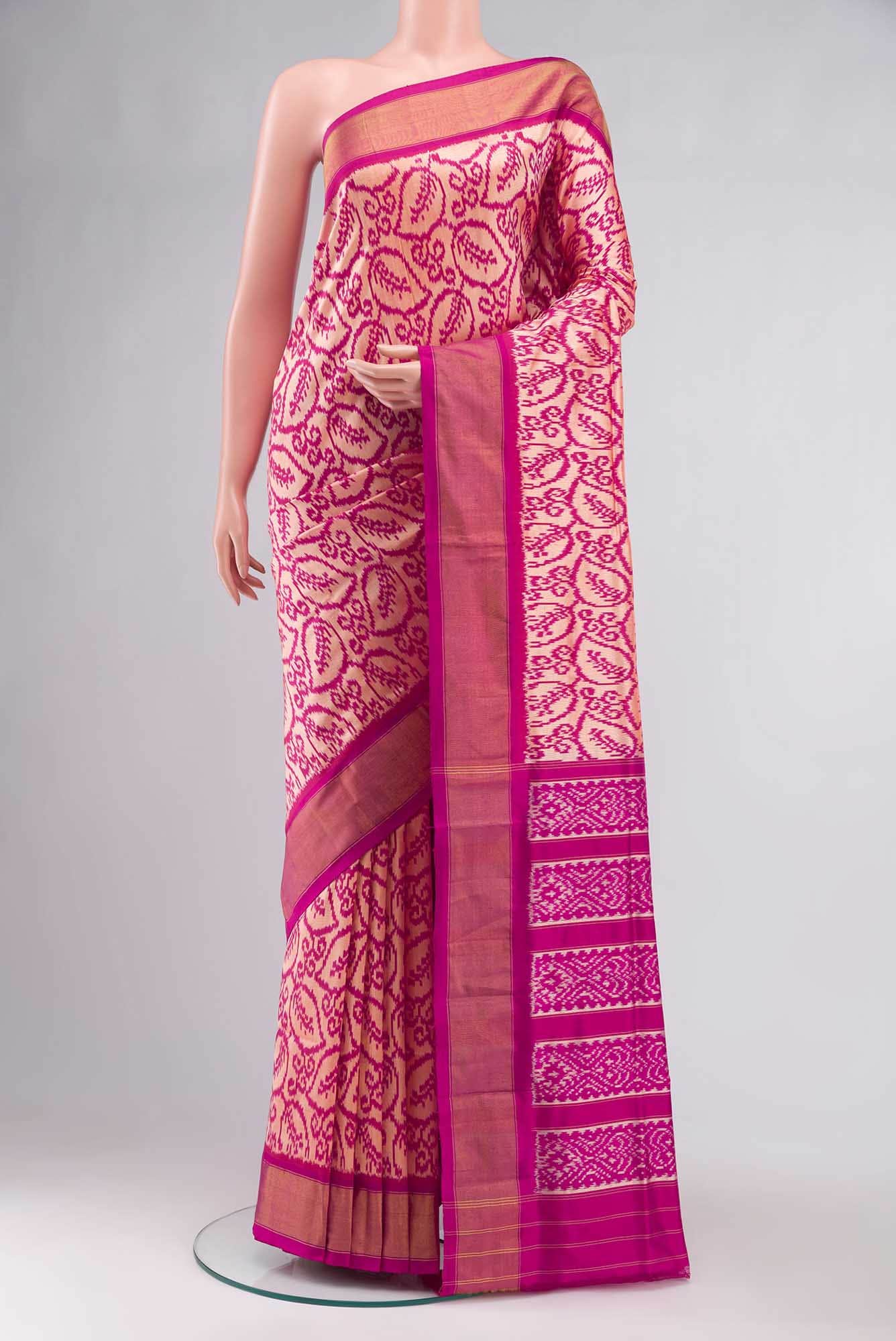 Beige Pochampally Silk Saree